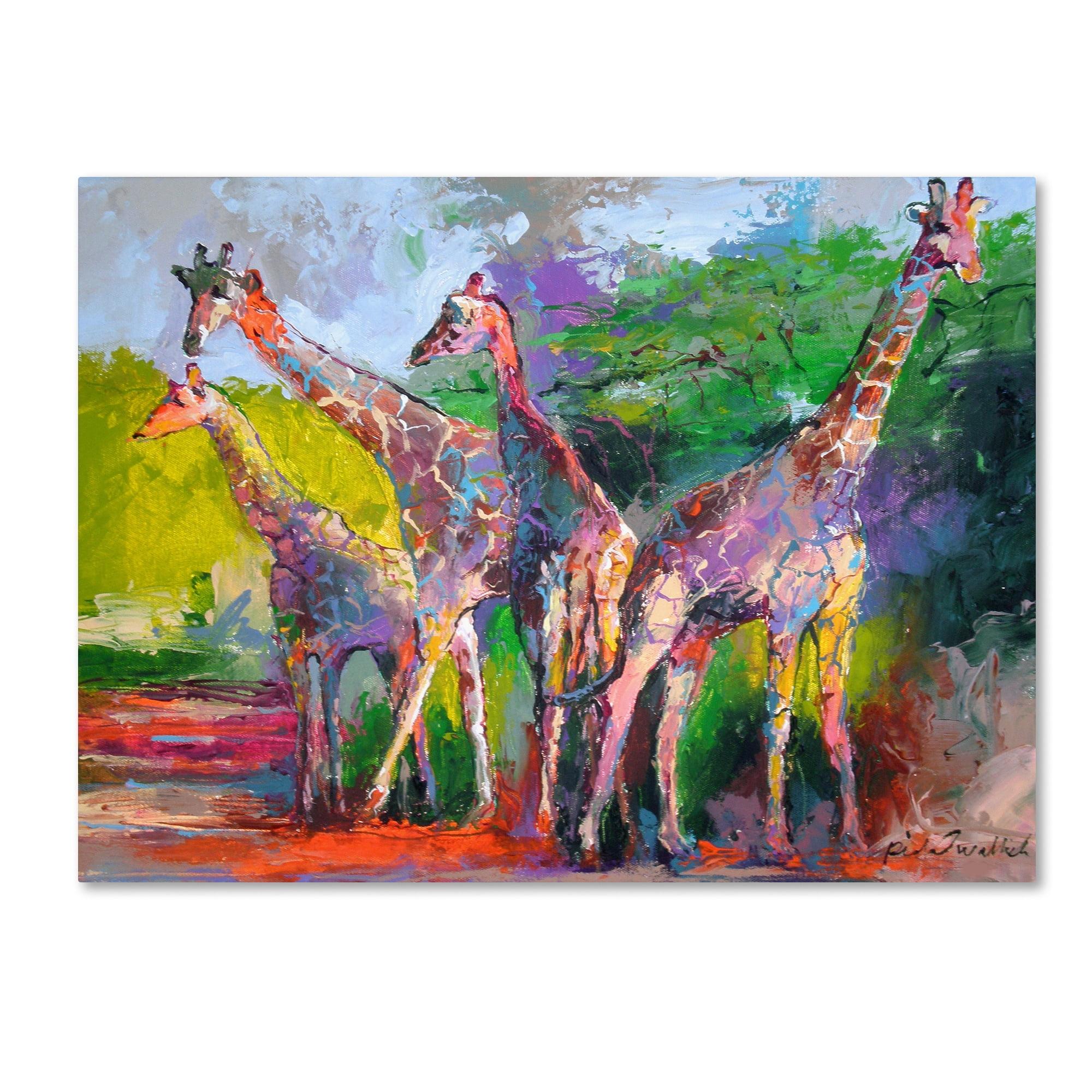 Colorful Giraffe Impressionistic Canvas Art Print, 15 x 20