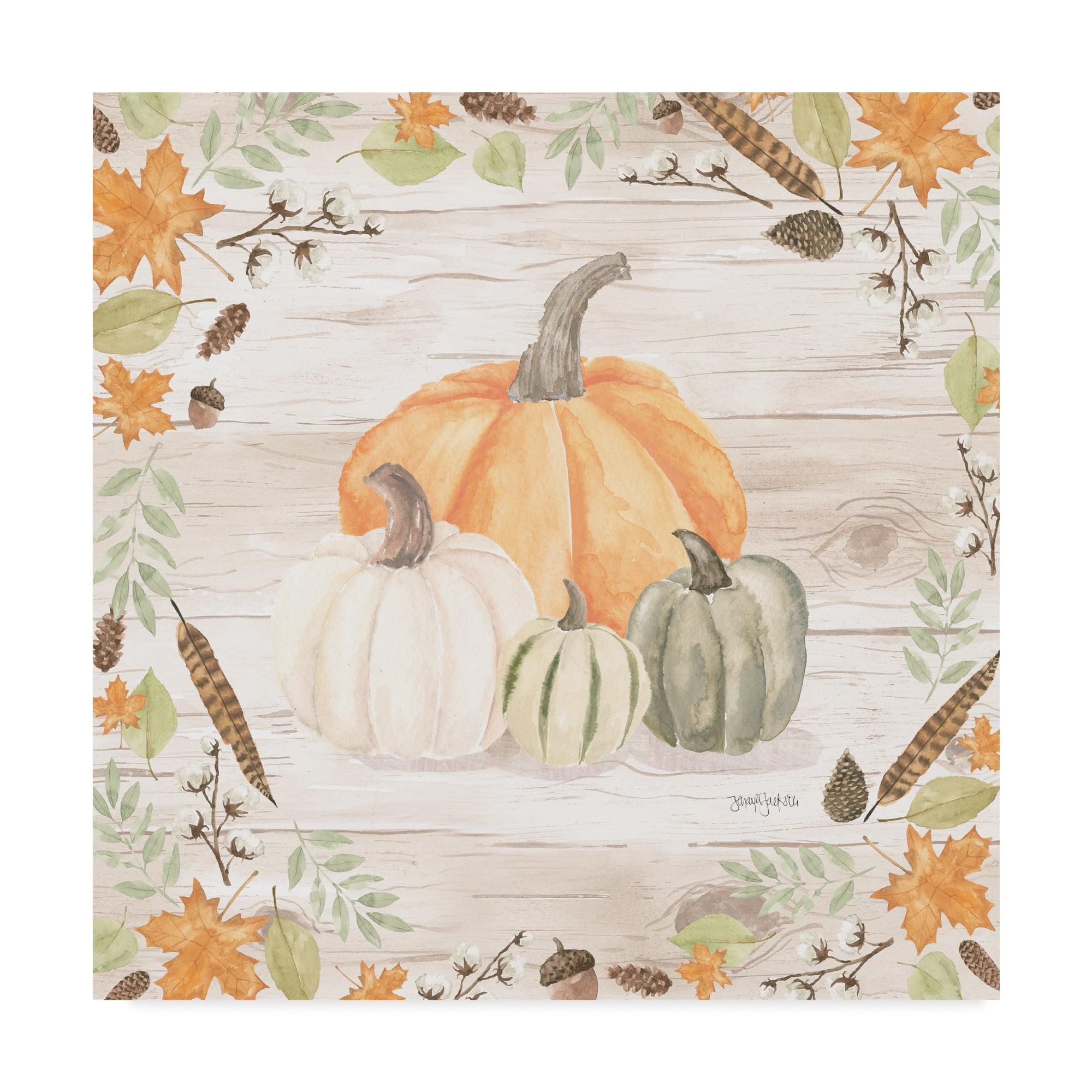 Autumn Gourds Botanical Print on Canvas with Frame