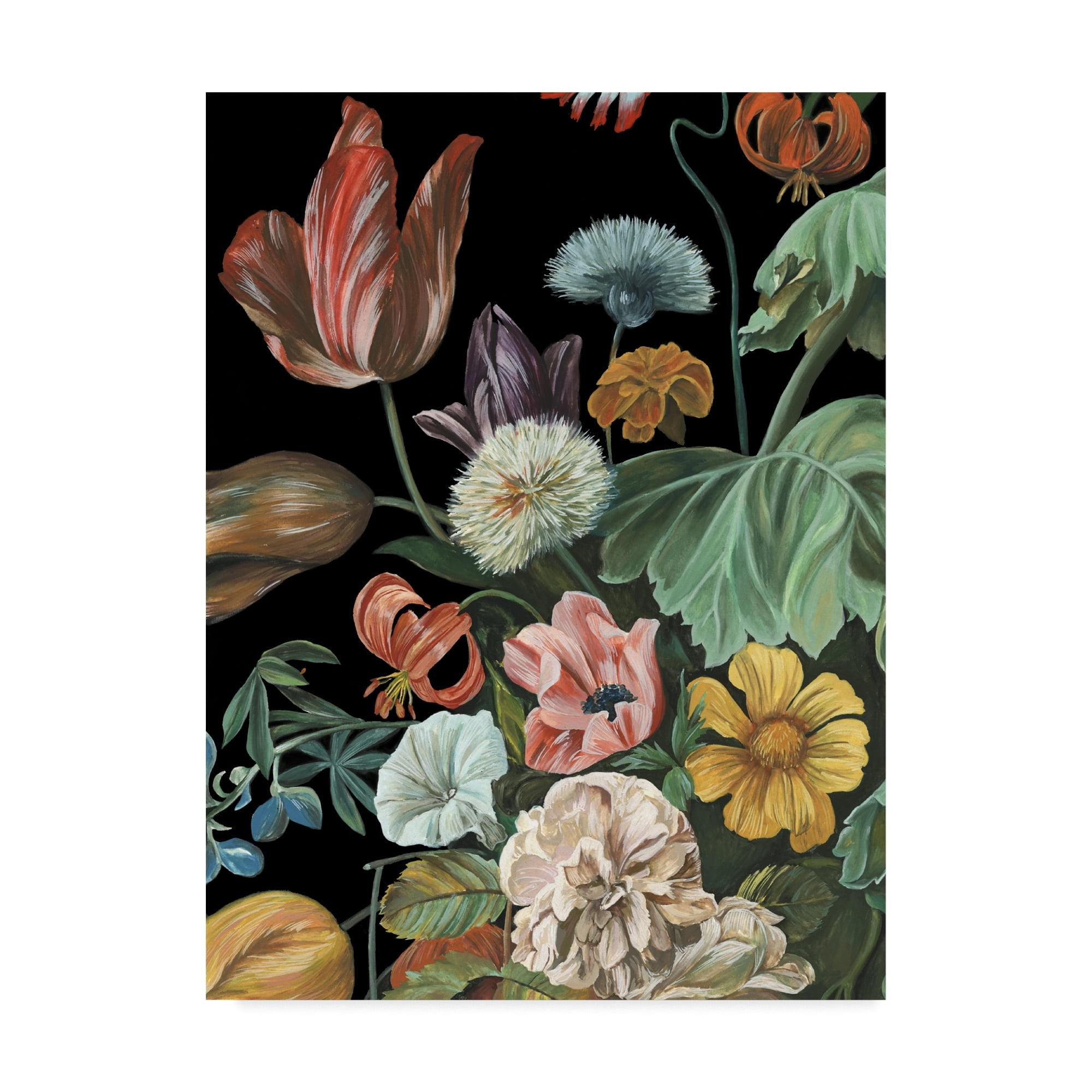 Baroque Floral I Black Canvas Art by Melissa Wang