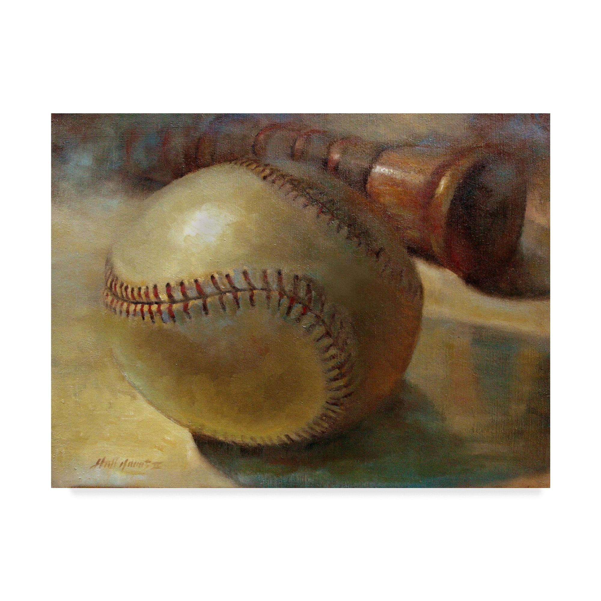 Hall Groat II Baseball with Bat Canvas Art 14x19