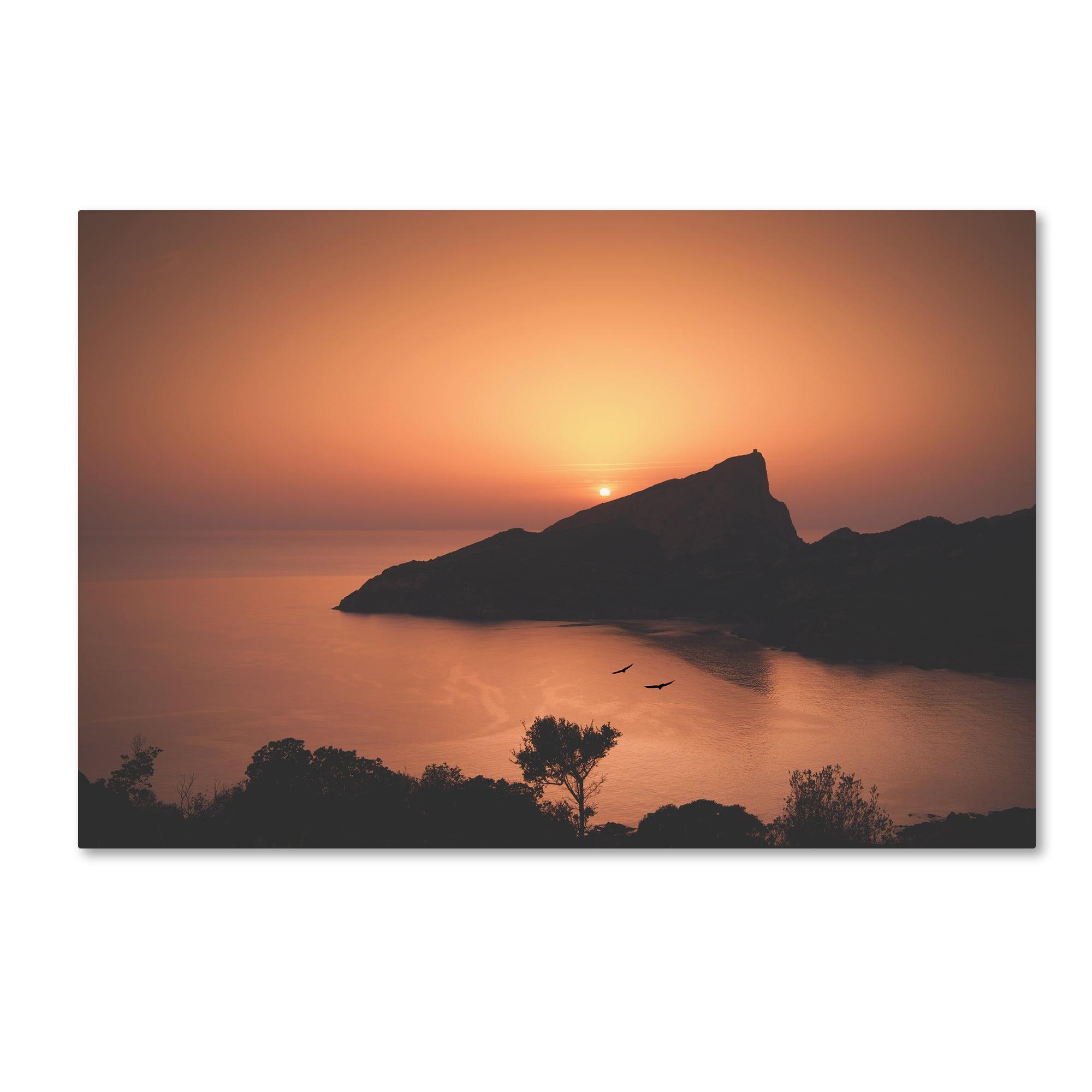 Sunset Over Mountain Scenic Landscape Canvas Art