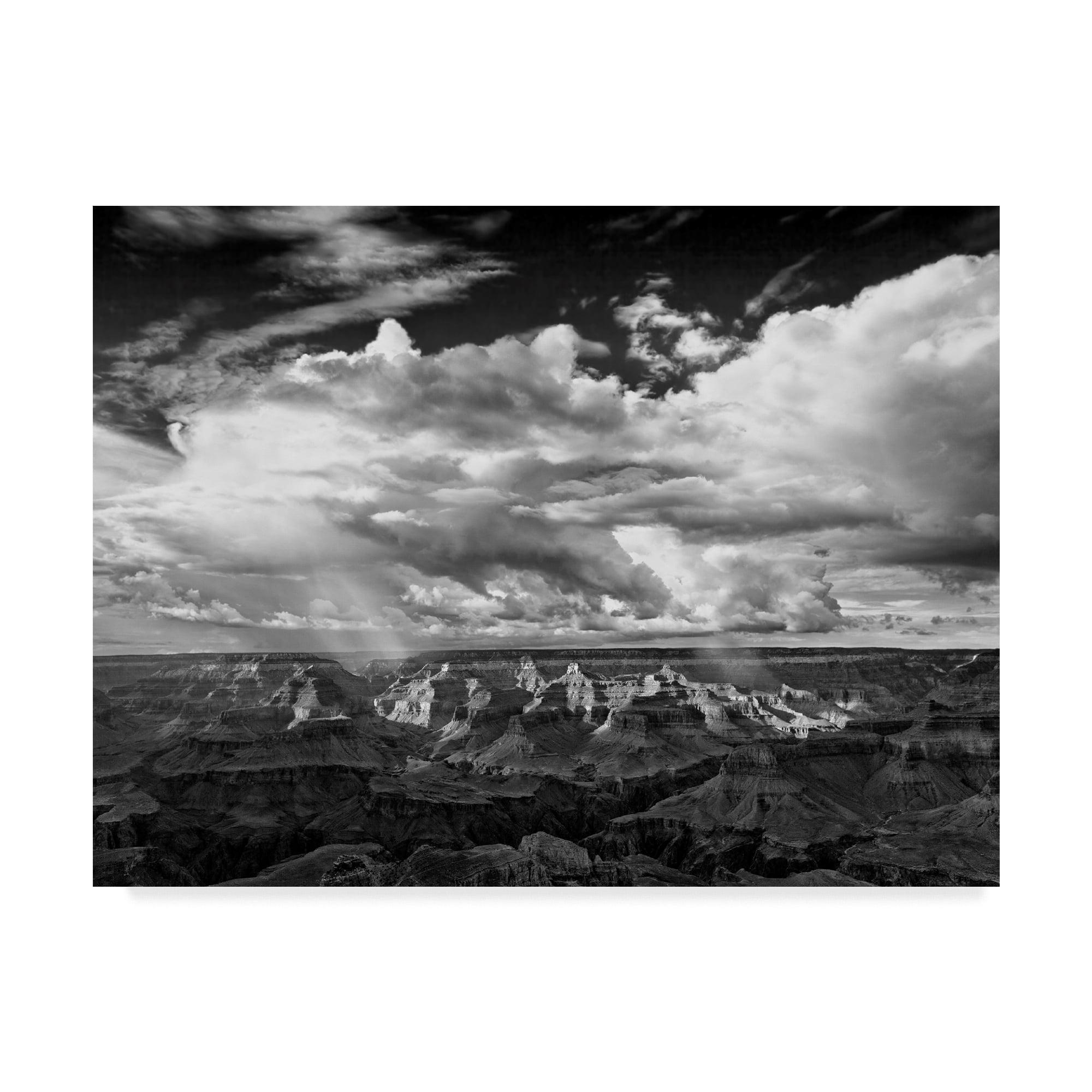 Black and White Canyon Landscape Framed Canvas Print