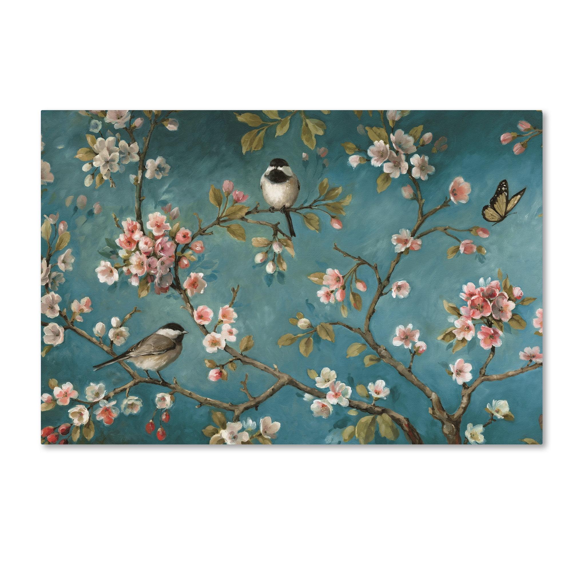 Blossom I 24" Blue and Pink Canvas Wall Art