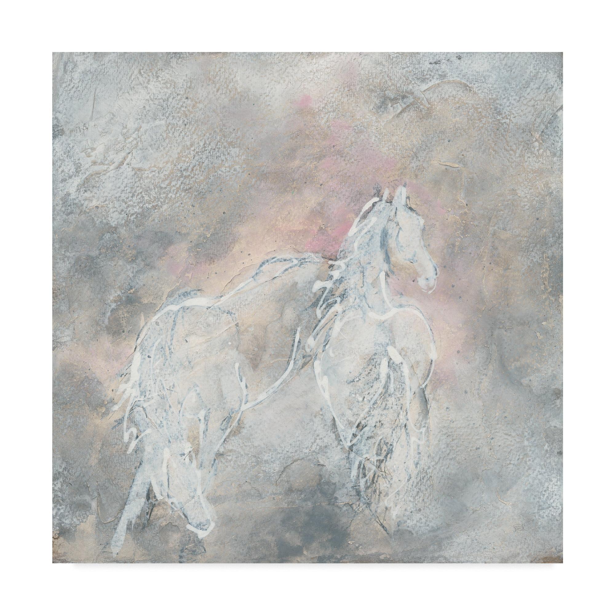 Blush Horses Abstract Canvas Art in Gray and Pink