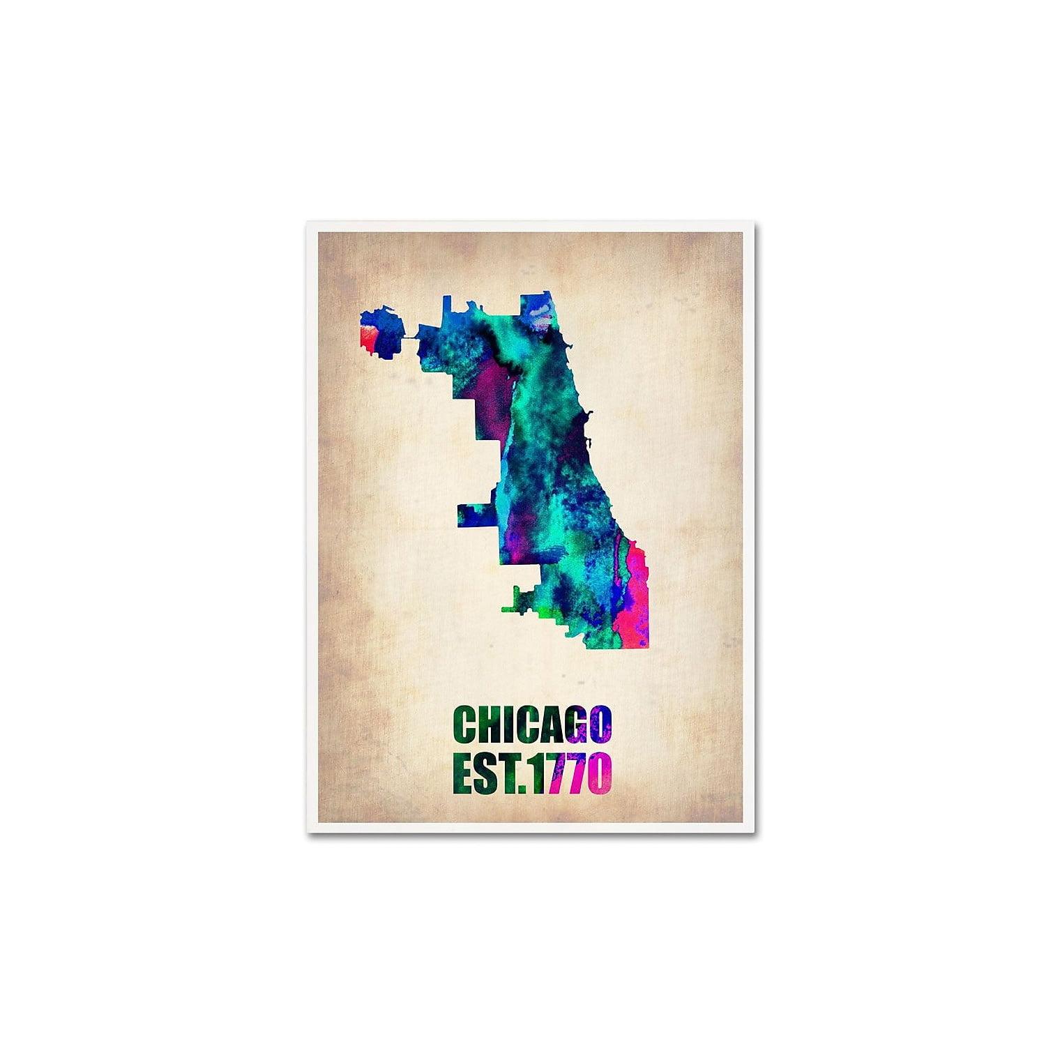 Trademark Fine Art Chicago " Chicago Watercolor Map " by Naxart