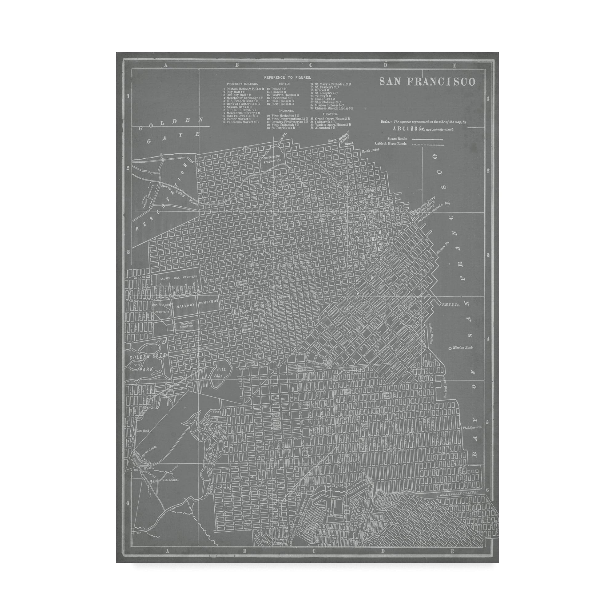 Trademark Fine Art 'City Map of San Francisco' Canvas Art by Vision Studio