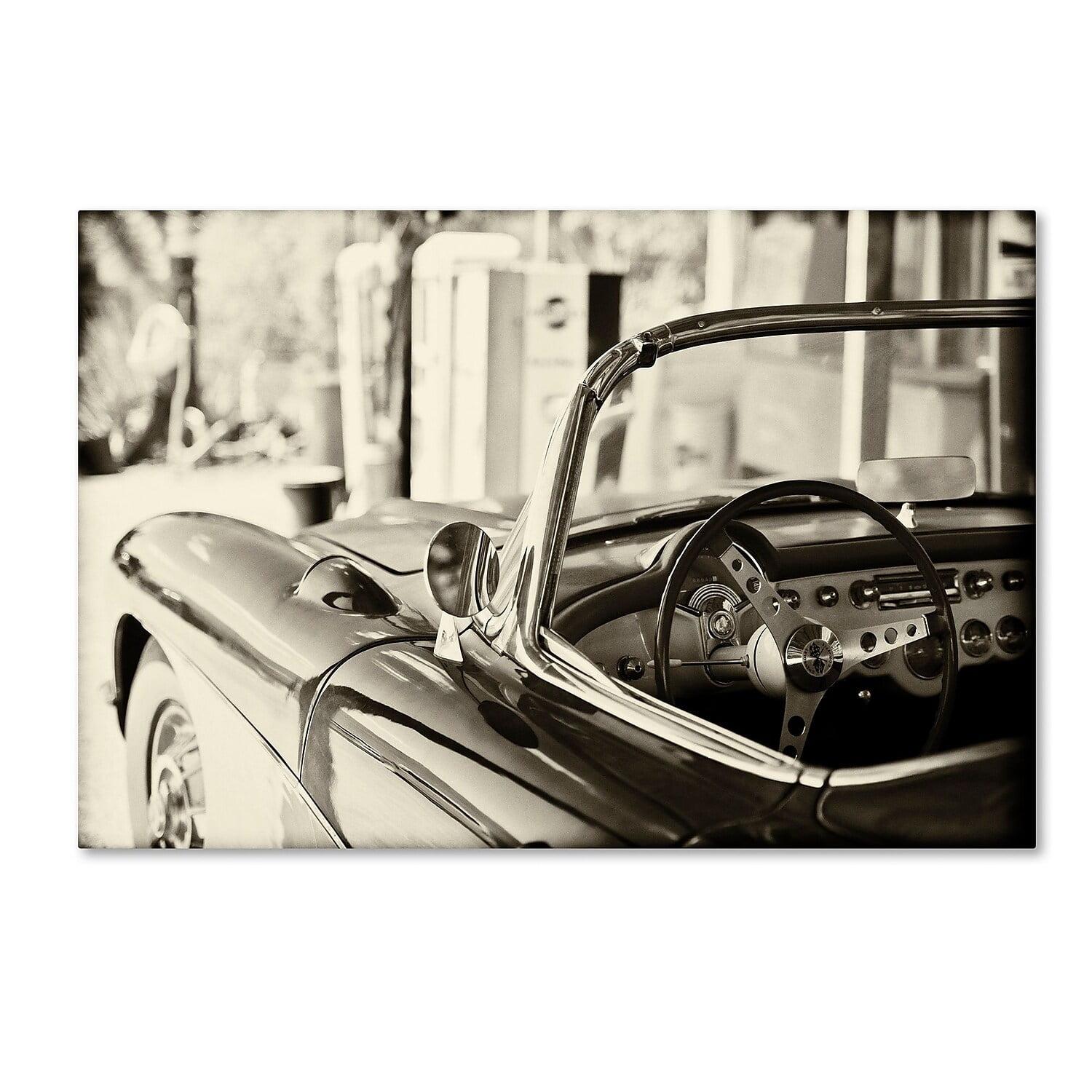 Classic Car Black and White Canvas Art with Floater Frame