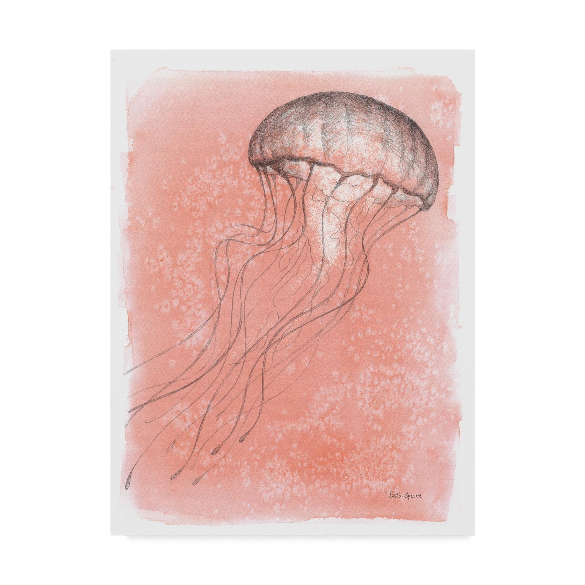 Nautical Framed Abstract Jellyfish Canvas Art in Pink