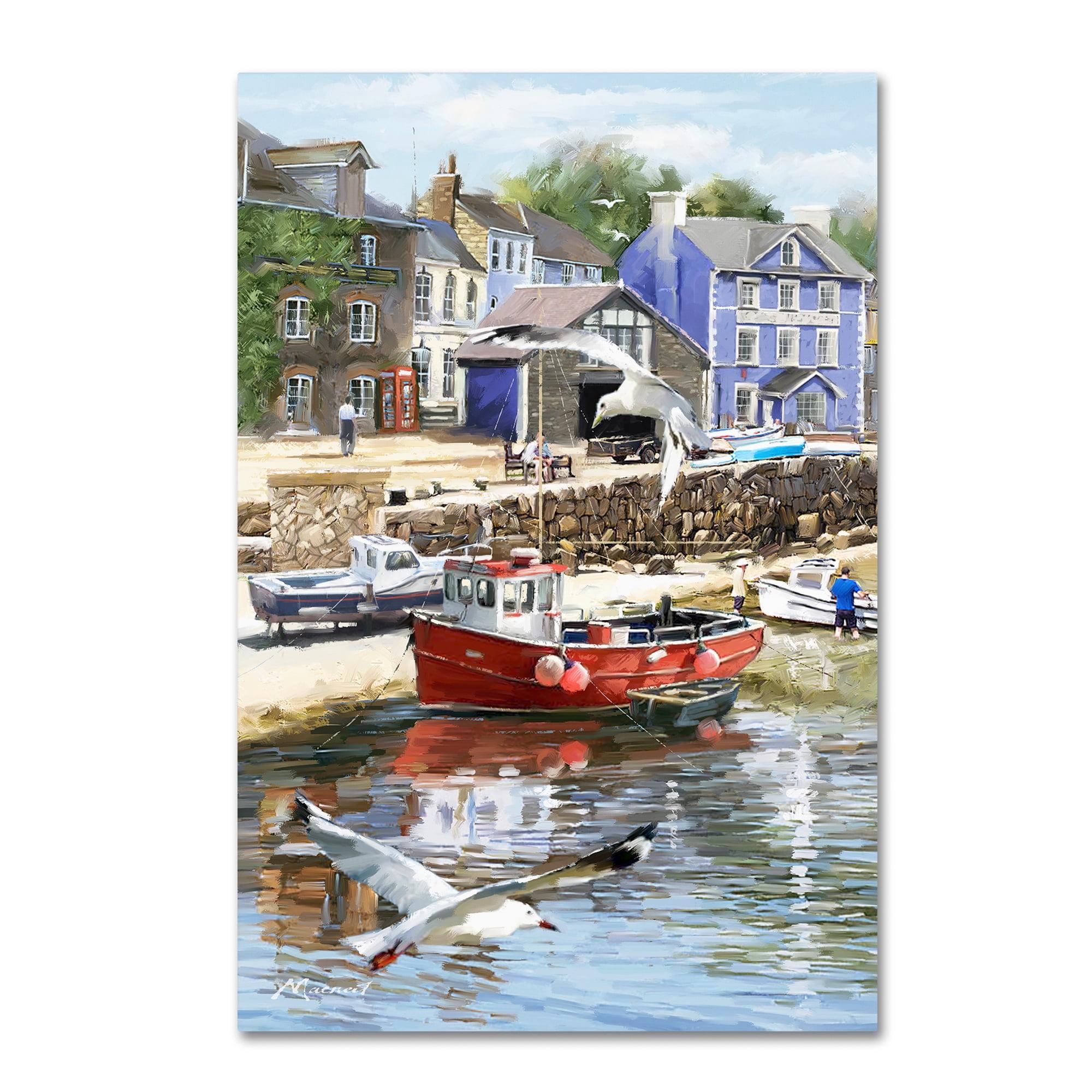 Coastal Town Scenic Landscape Gallery-Wrapped Canvas Art