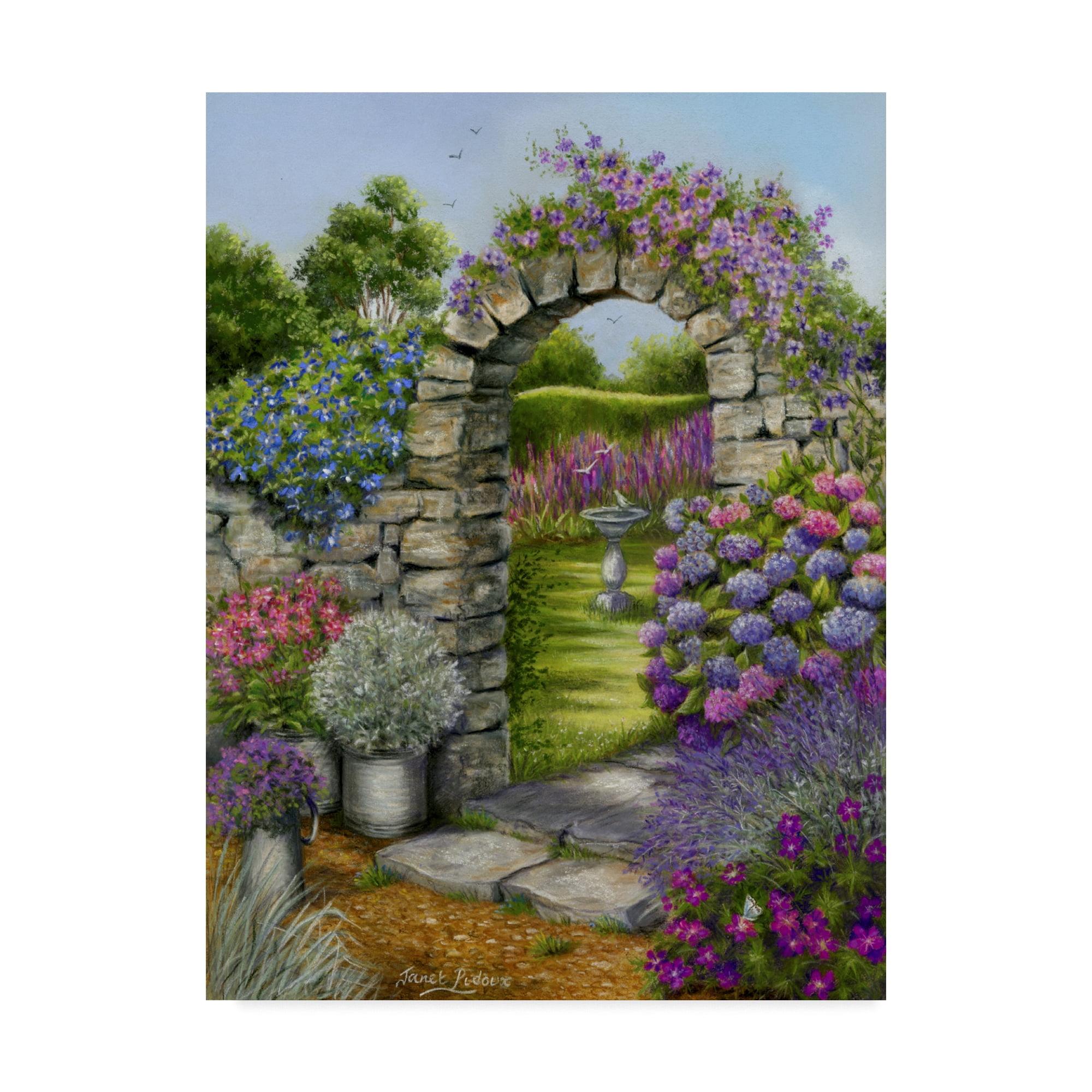 Trademark Fine Art Janet Pidoux " Cottage Garden Arch " by Janet Pidoux