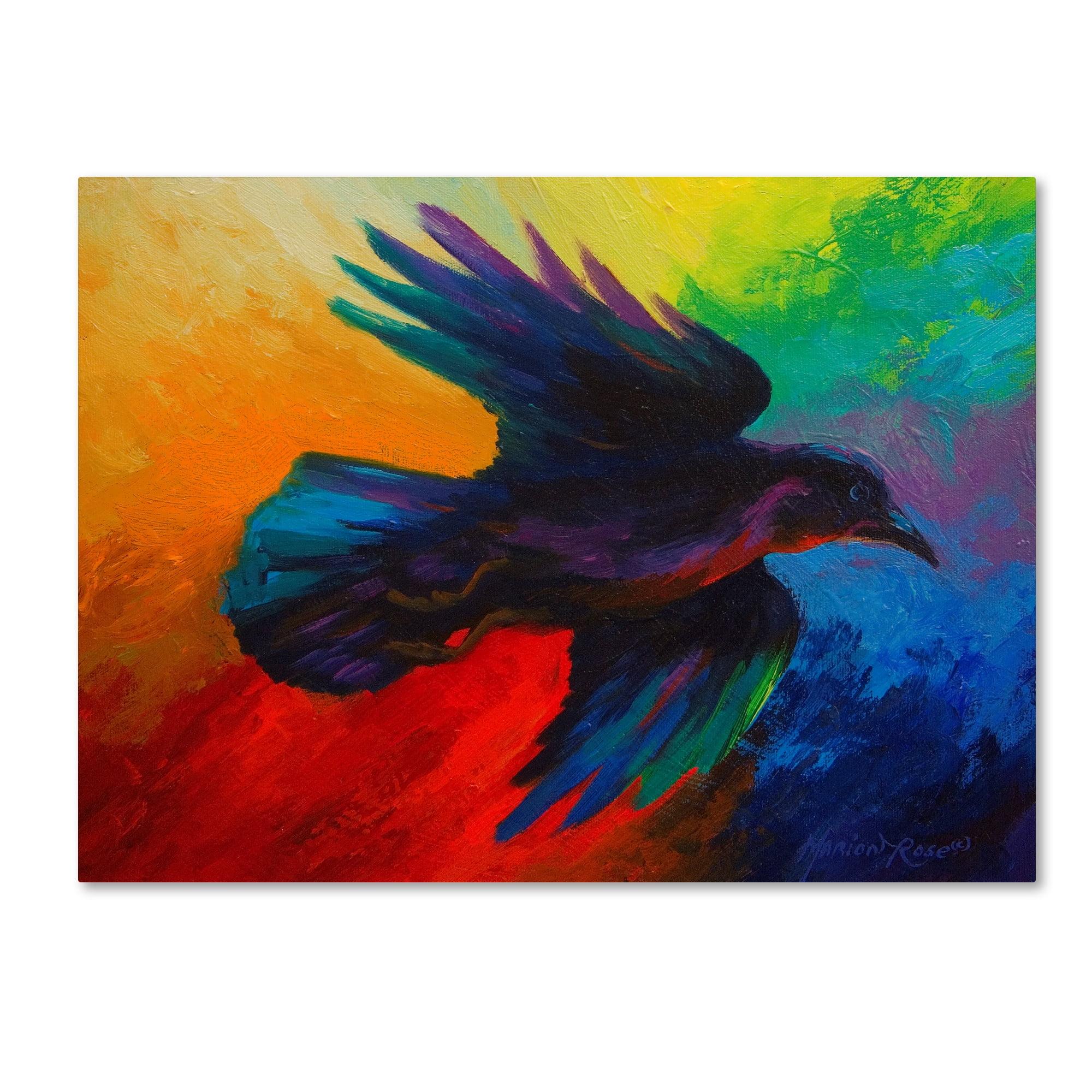 Vibrant Crow Eclectic Canvas Art with Wooden Frame, 24 x 32 Inches