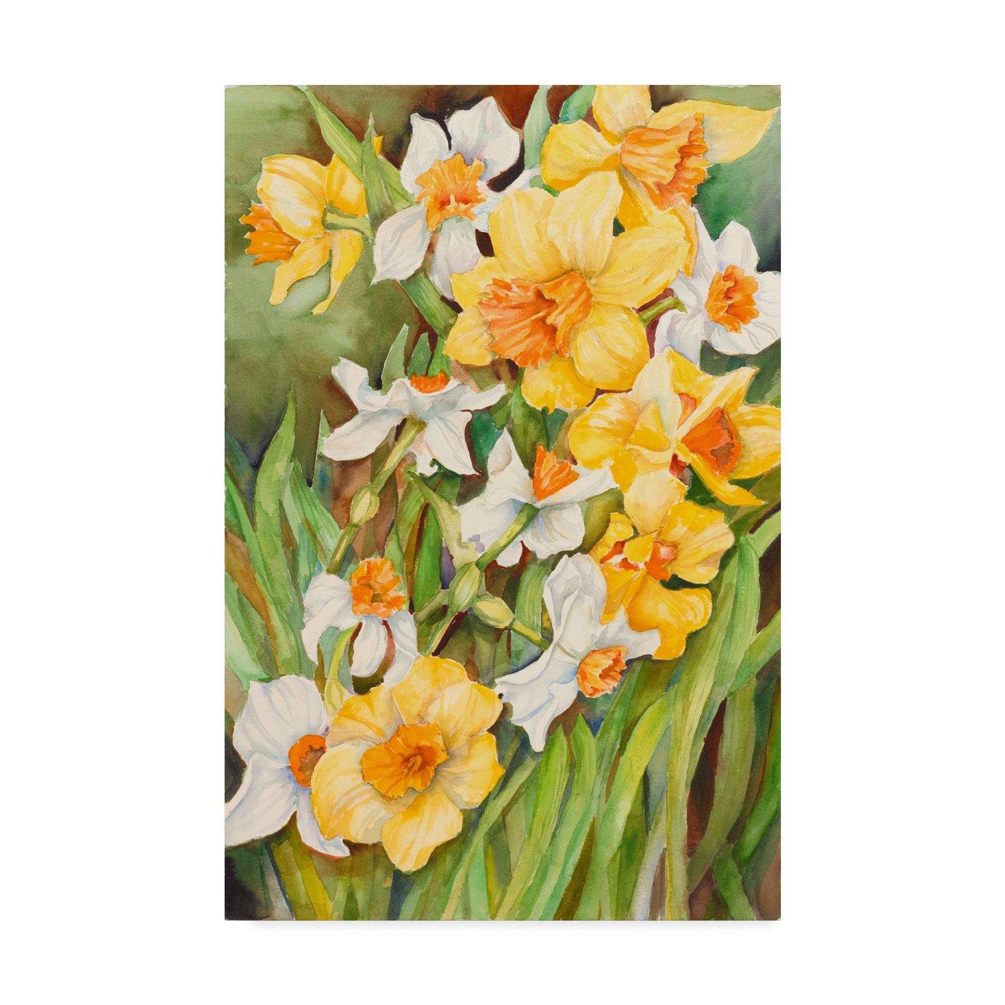 Early Spring Flowers Yellow and Green Canvas Art