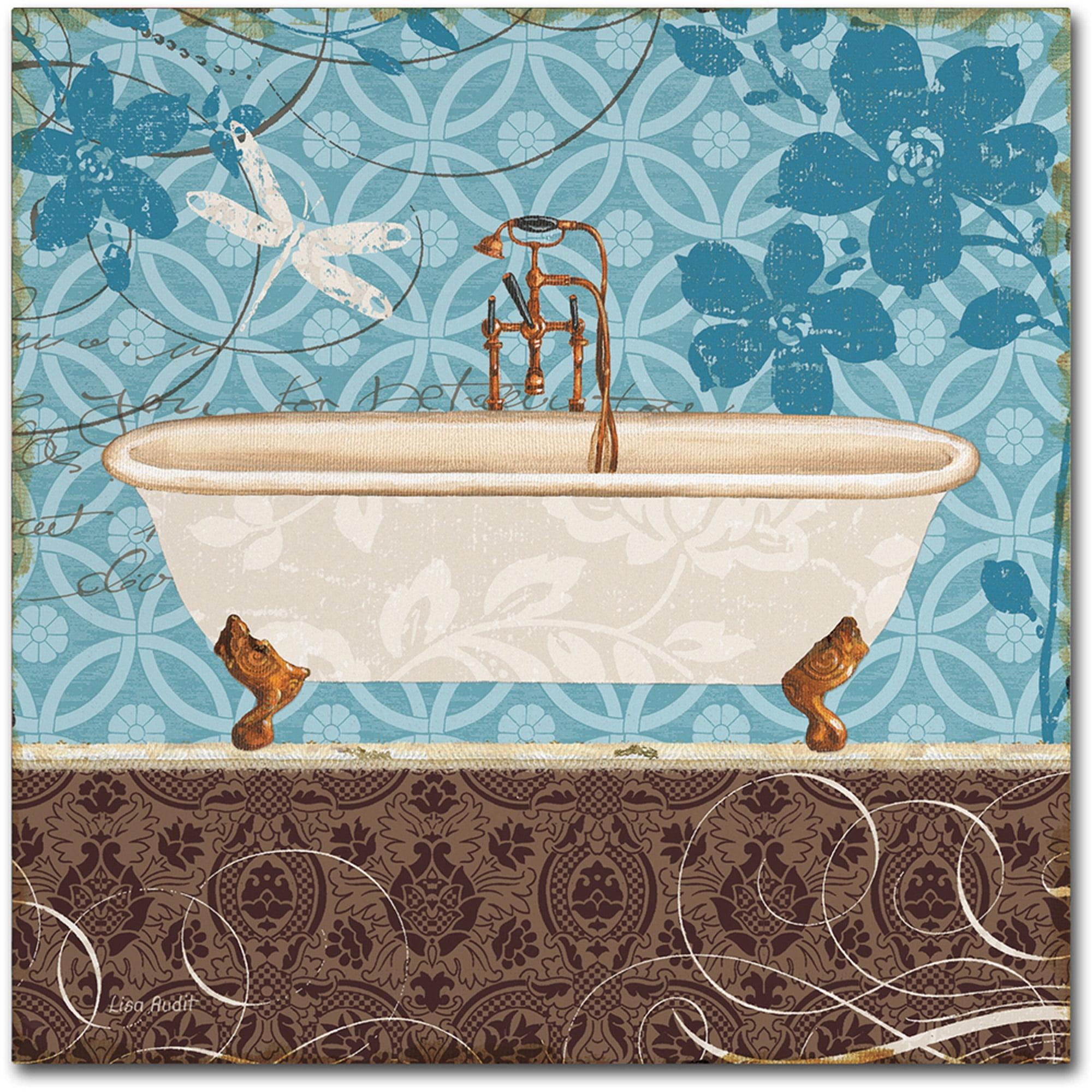 Eco Motif Bath II Blue and Brown Canvas Art