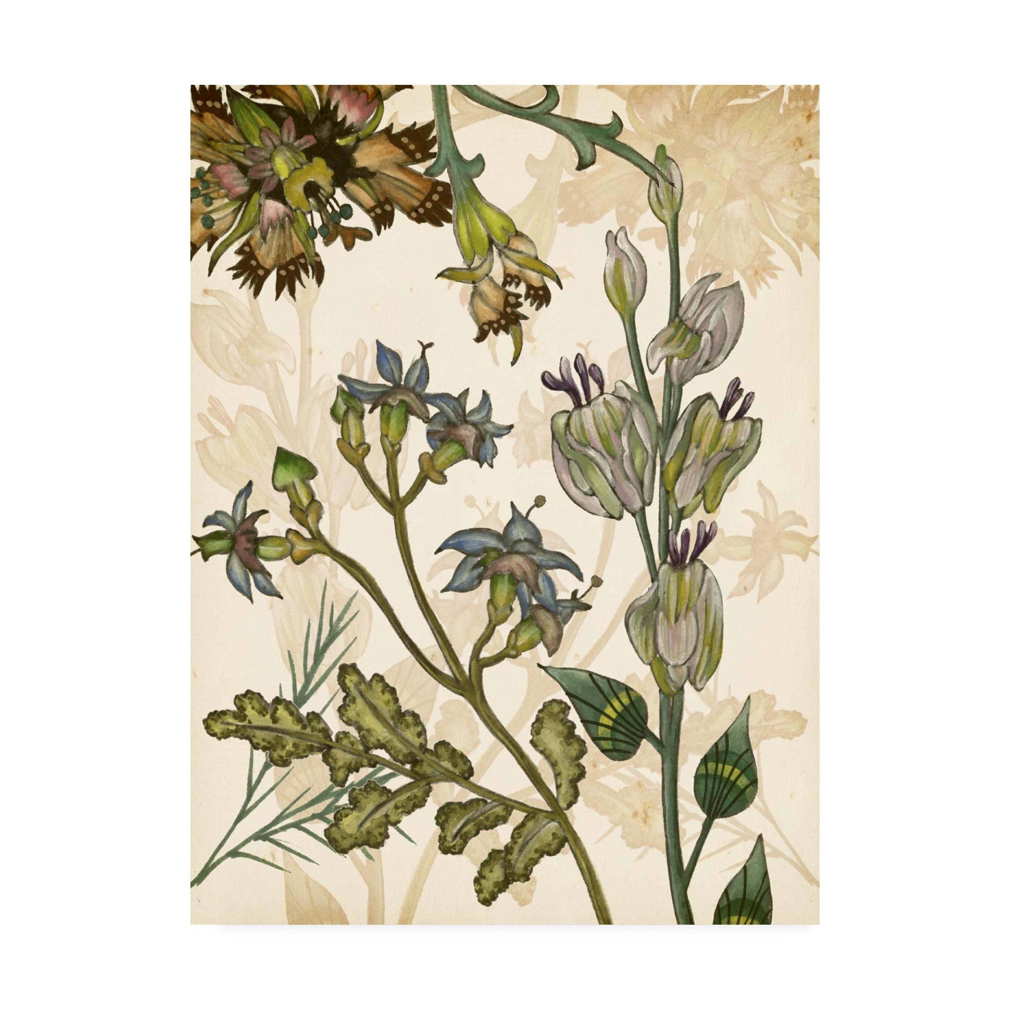 Enchanted Floral Beige and Green Canvas Art 18 x 24