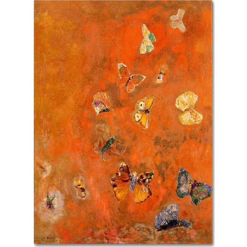 Evocation of Butterflies Orange Wrapped Canvas Wall Art