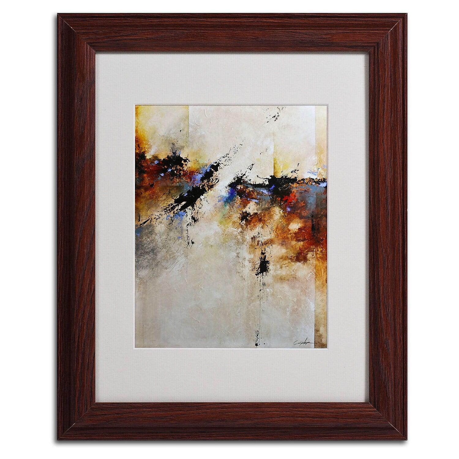 Fallen Light Abstract Art with Brown Wood Frame