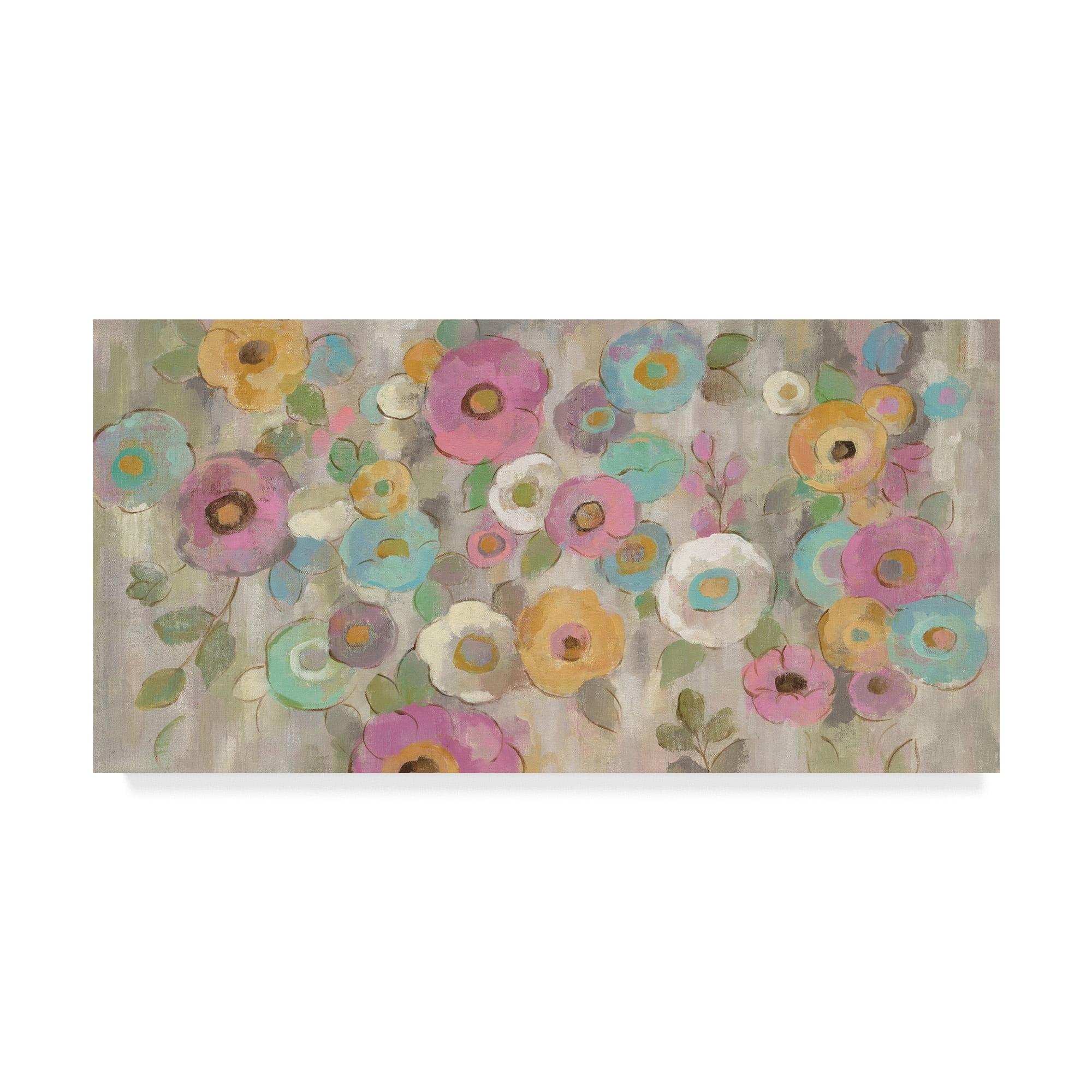 Fog and Flowers I 12x24 Gray Canvas Art by Silvia Vassileva