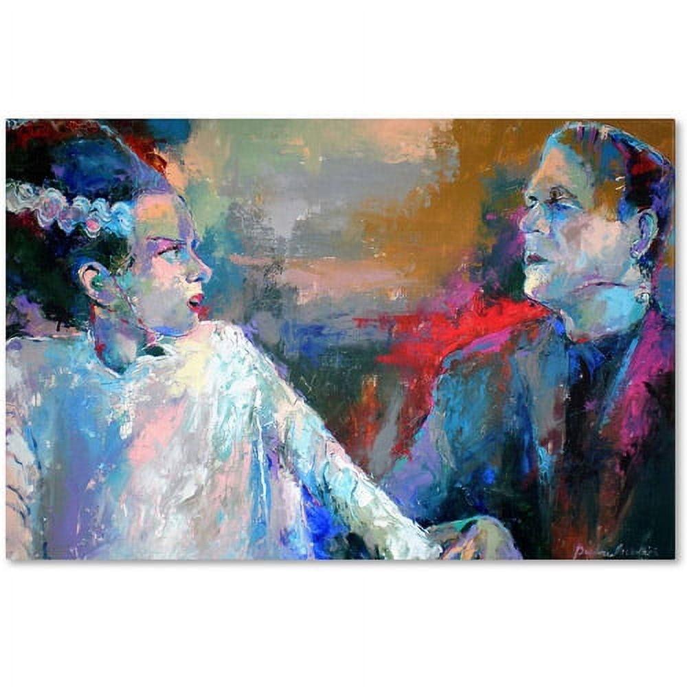 Frankenstein and Bride Blue and Red Canvas Art