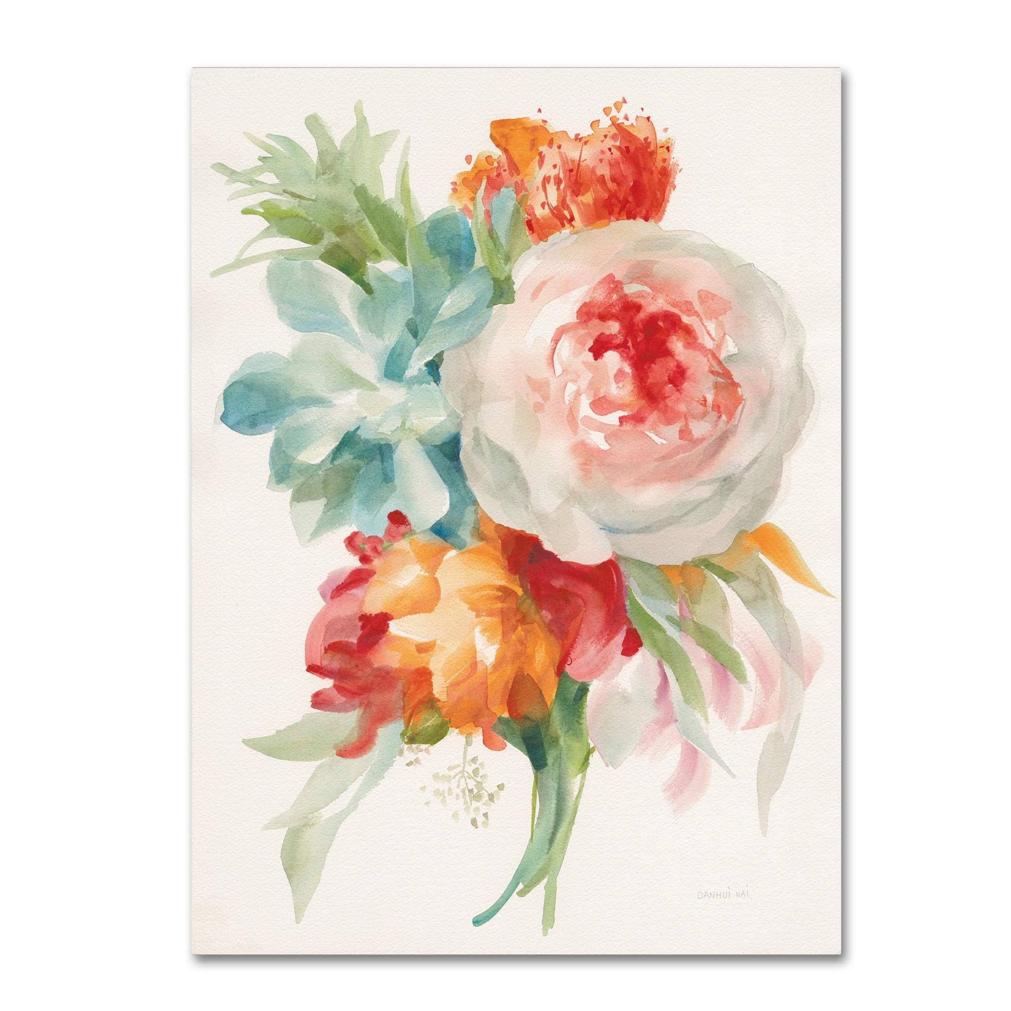 Trademark Fine Art 'Garden Bouquet I Orange Red' Canvas Art by Danhui Nai