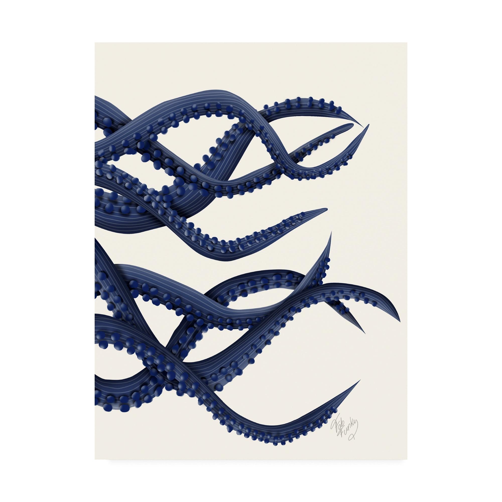 Trademark Fine Art 'Giant Octopus Blue Triptych C' Canvas Art by Fab Funky