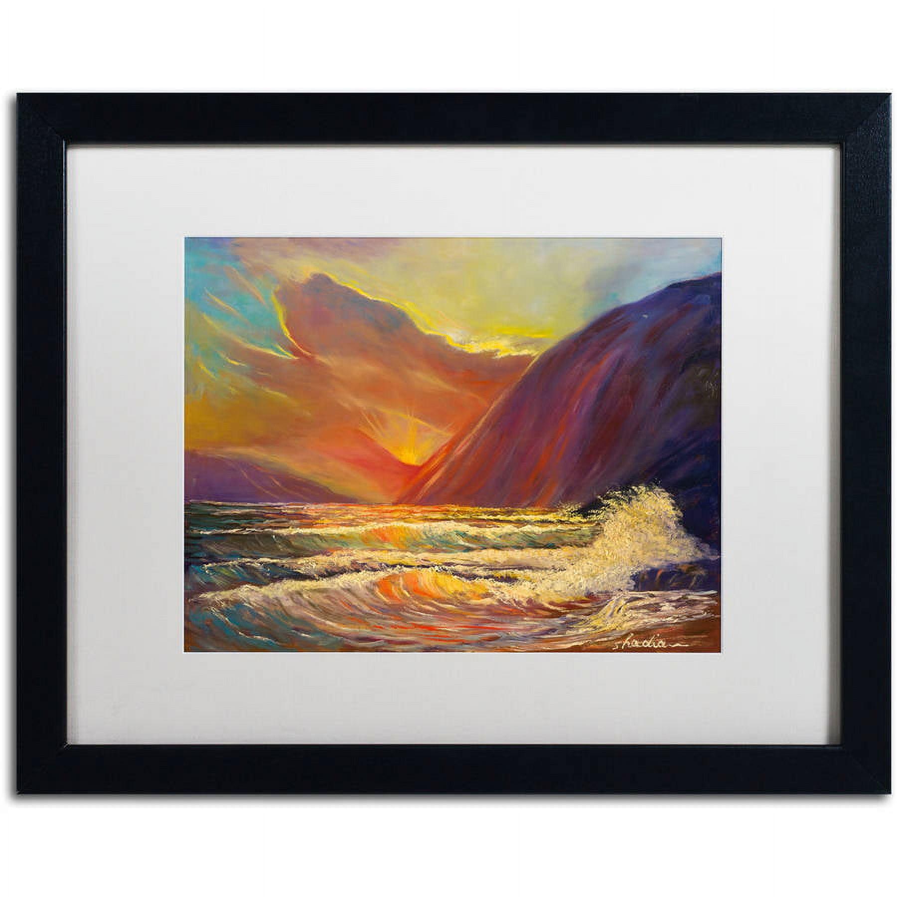 Hawaiian Coastal Sunset Framed Canvas Print with Black Acrylic Frame