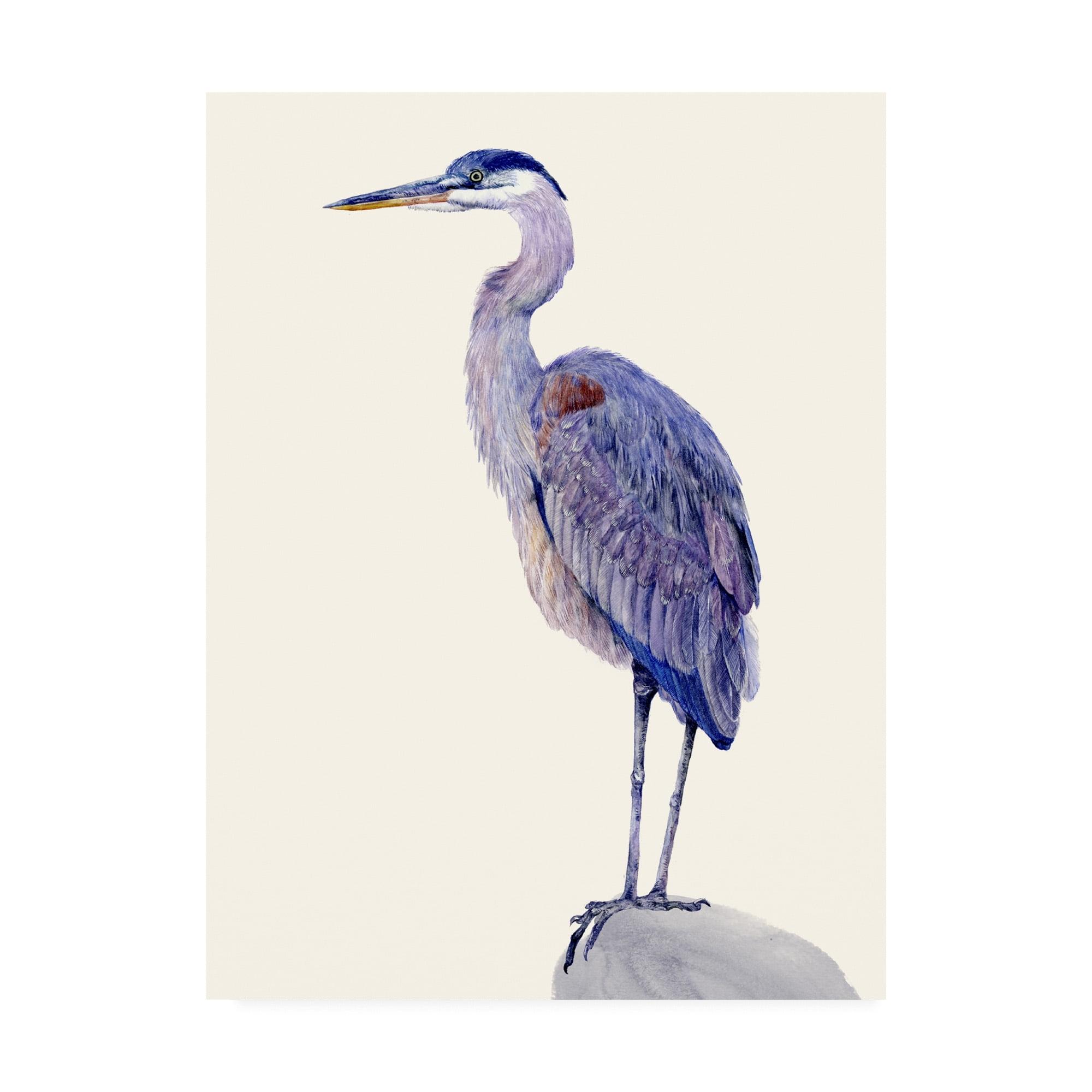 Tall Heron Study Blue and White Canvas Art