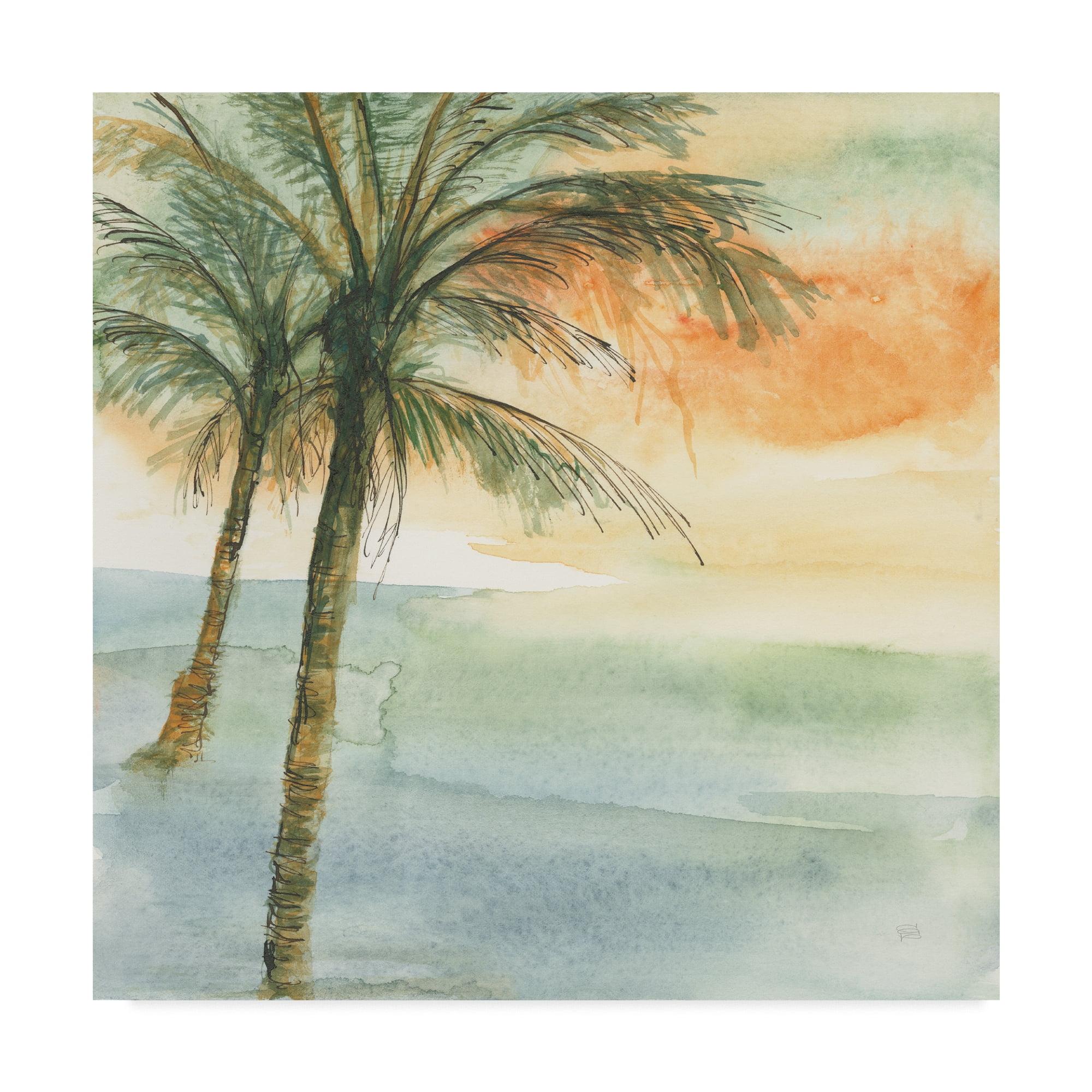 Island Sunset Tropical Palm Trees Canvas Art