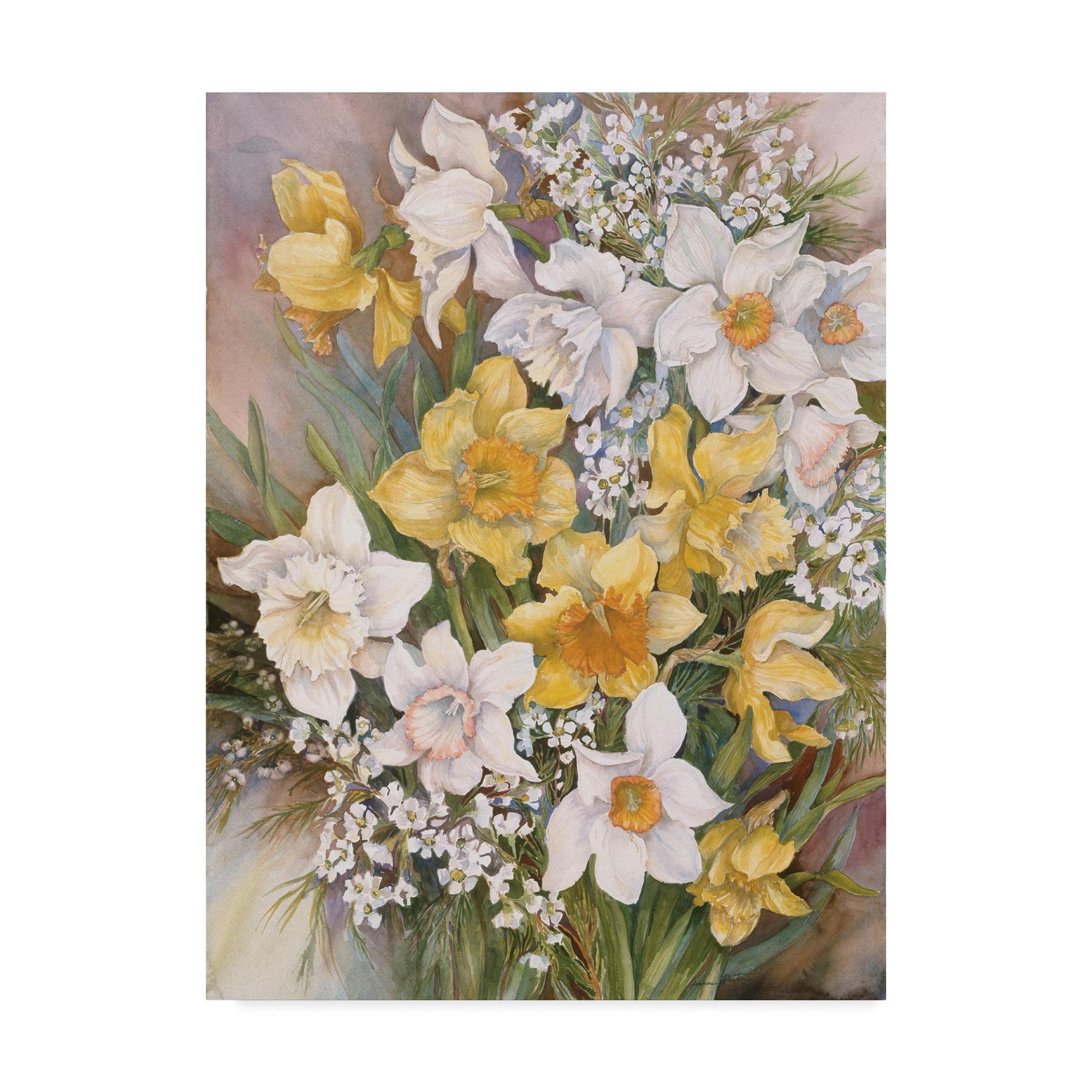 Yellow and White Daffodils Mid-Century Modern Canvas Art