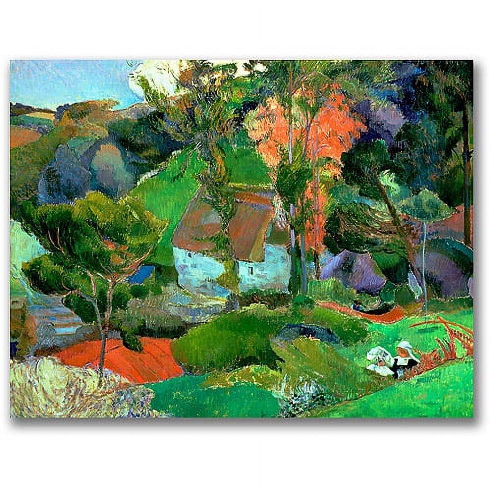 "Landscape at Pont Aven" by Paul Gauguin Painting Print on Wrapped Canvas