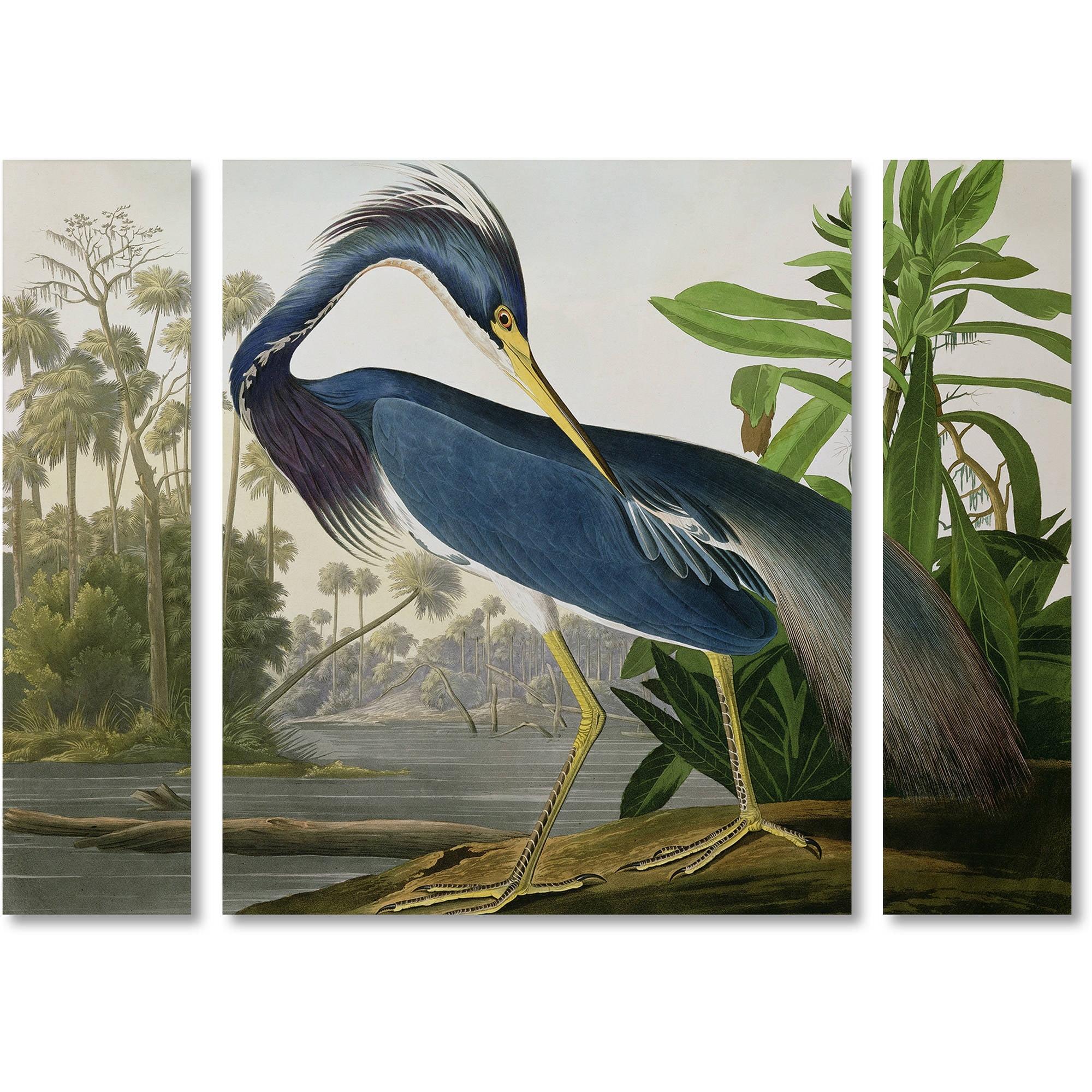 Louisiana Heron Three Panel Canvas Art Set