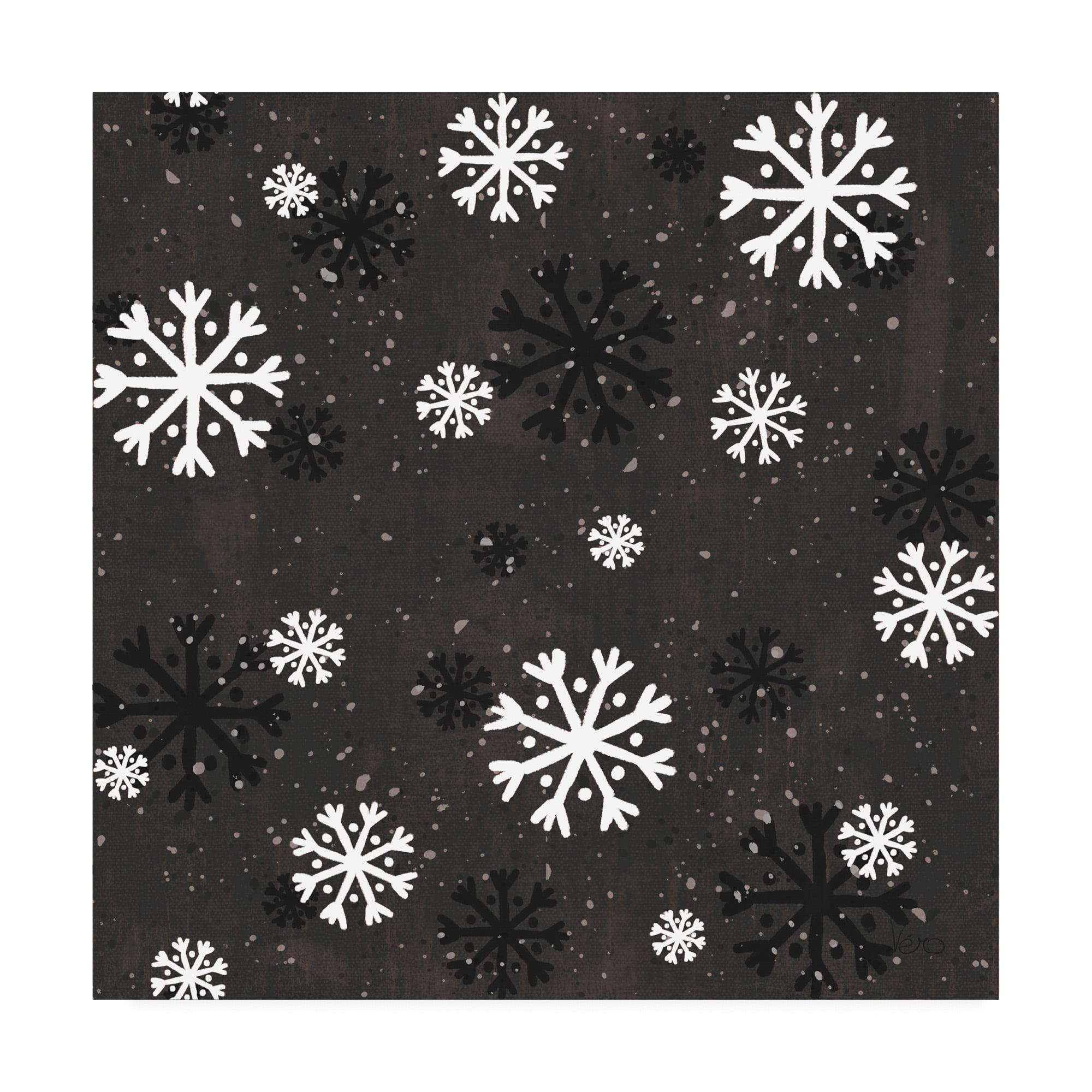 14 x 14 Black and White Snowflake Canvas Print