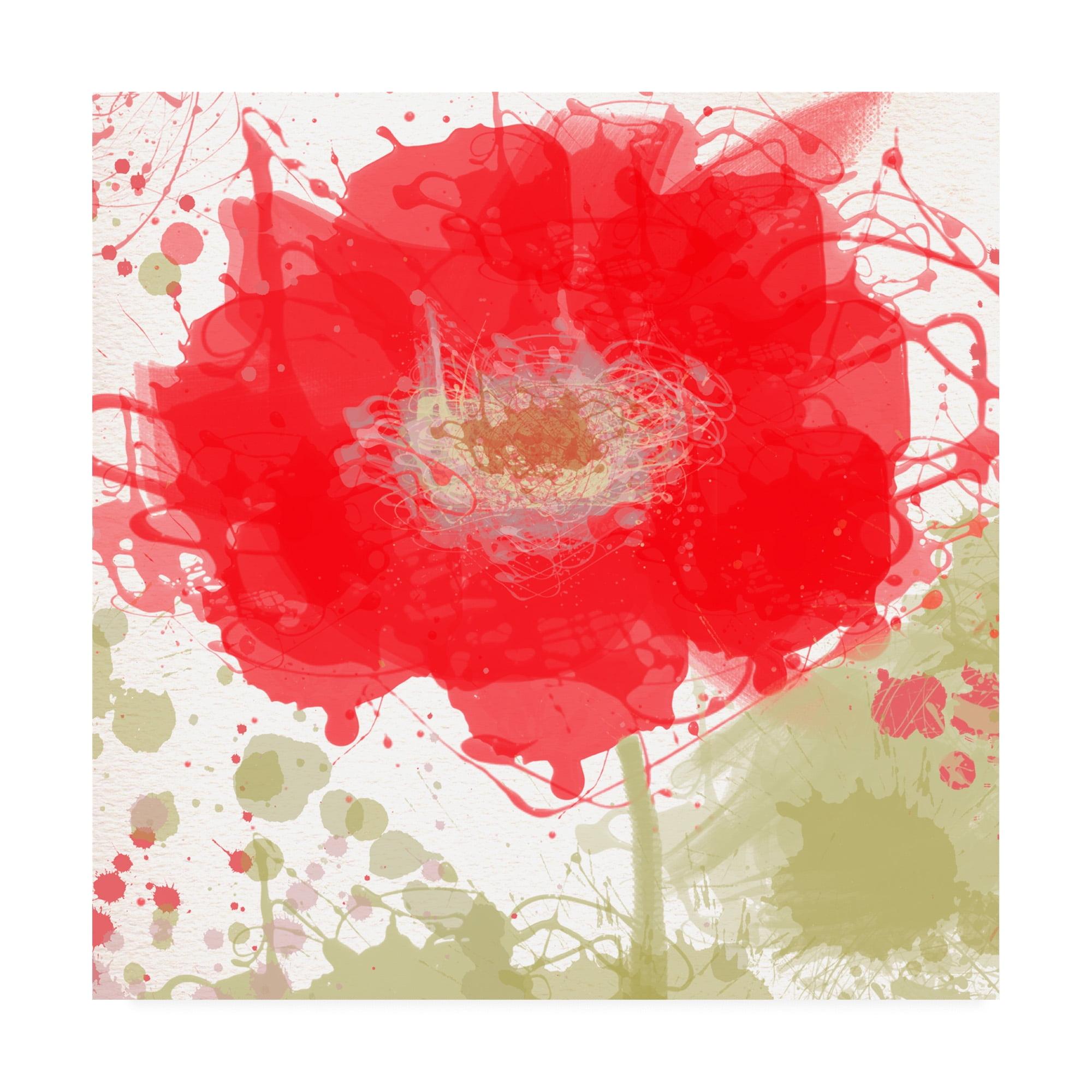 Modern Red Floral Canvas Art by Irena Orlov