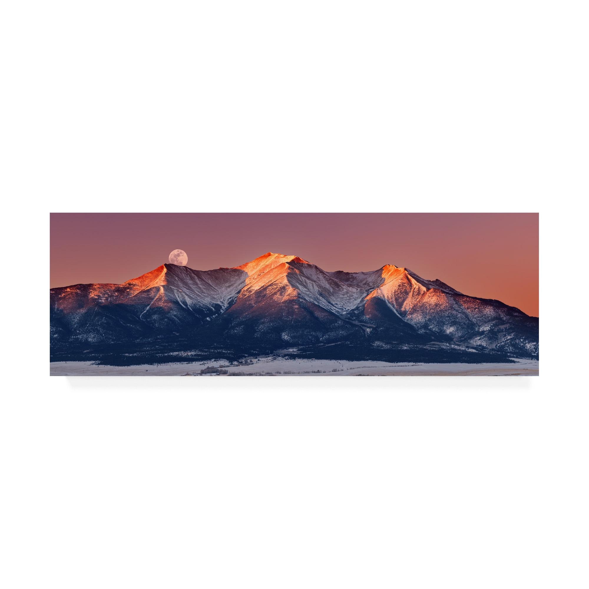 Mount Princeton Moonset at Sunrise 8x24 Canvas Landscape Print