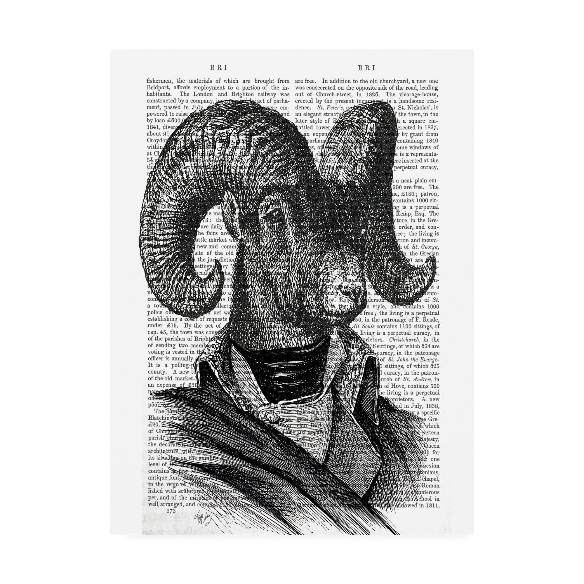 Black and White Ram Portrait Canvas Art on Book Page