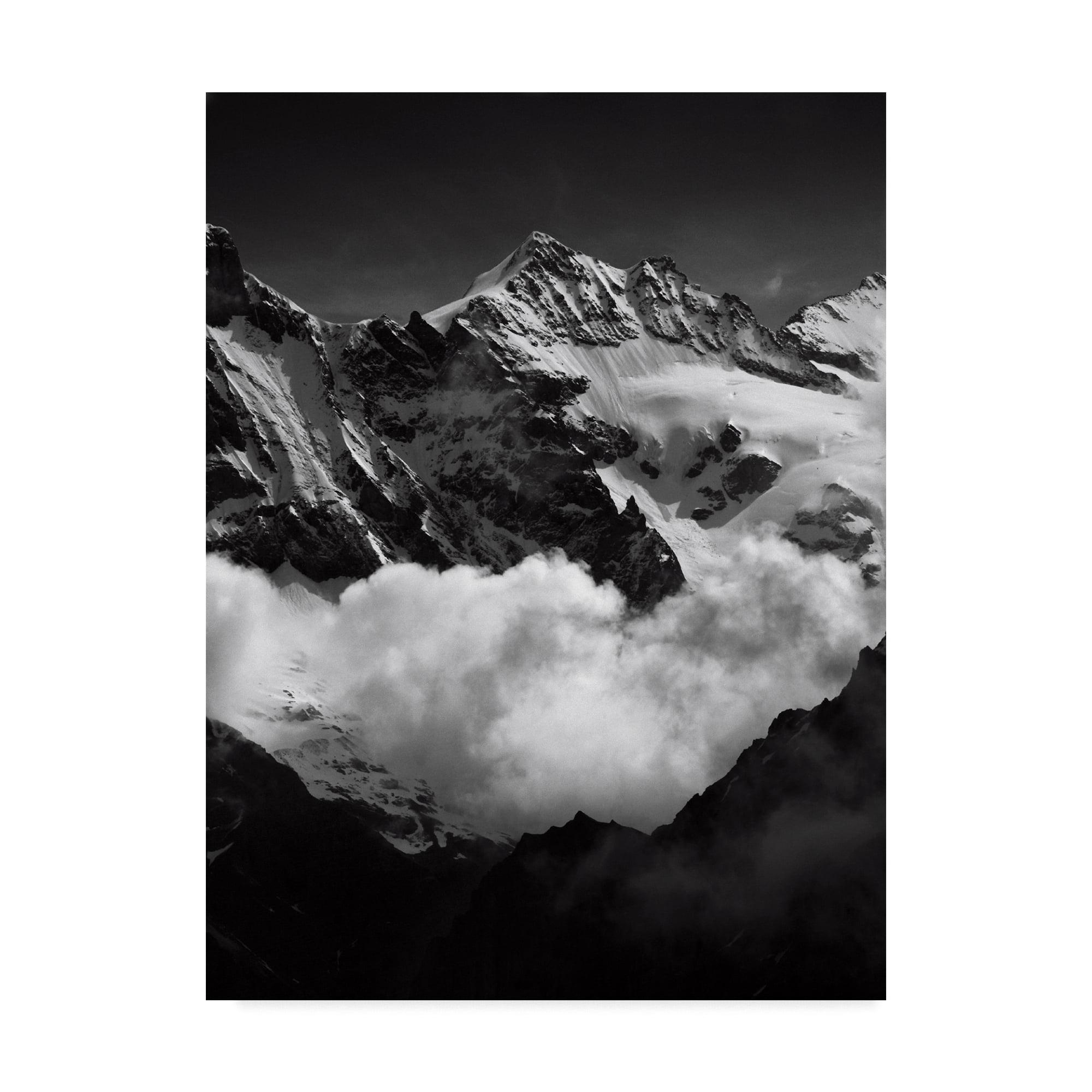 István Nagy Black and White Mountain Landscape Canvas Art