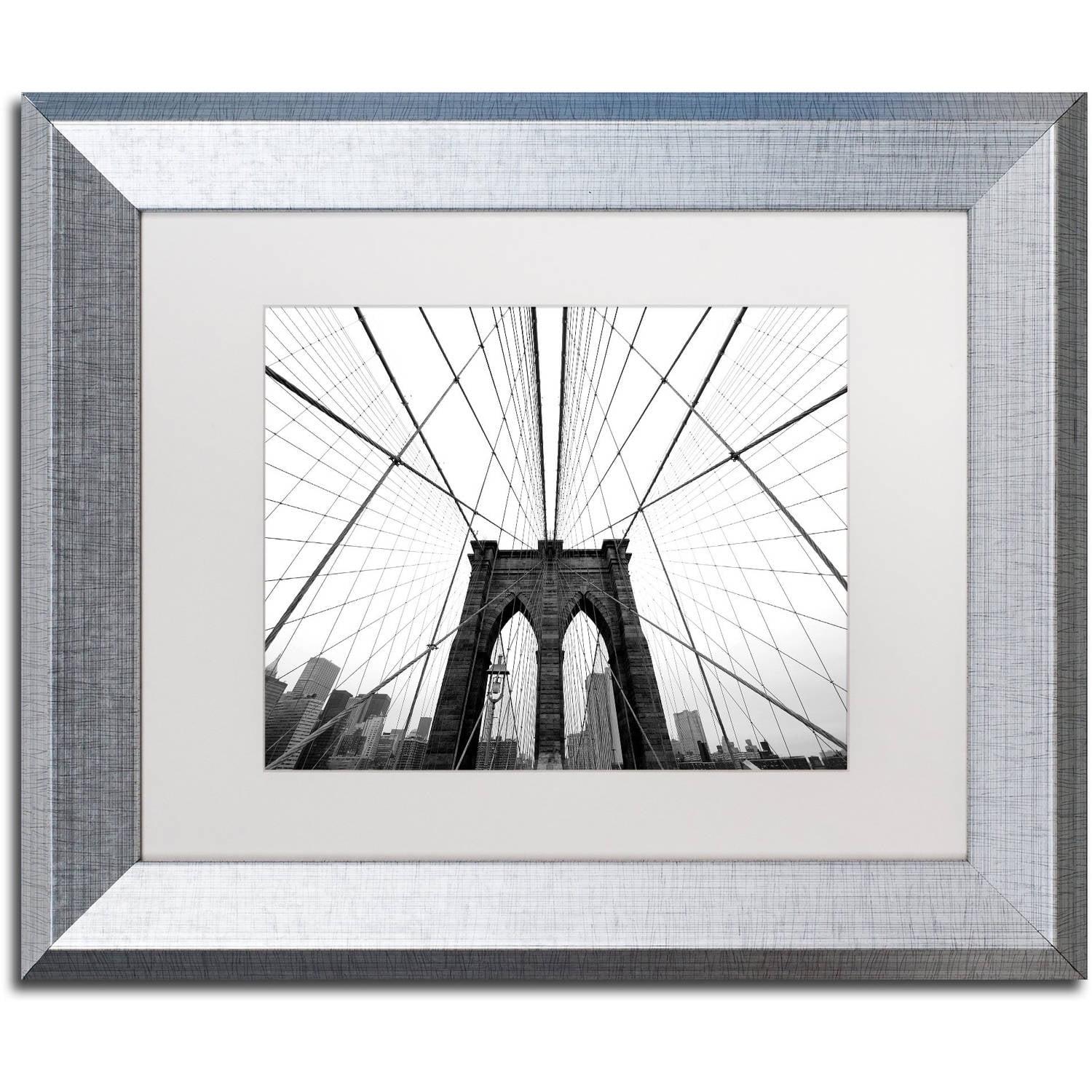 Brooklyn Bridge Black and White Framed Canvas Print