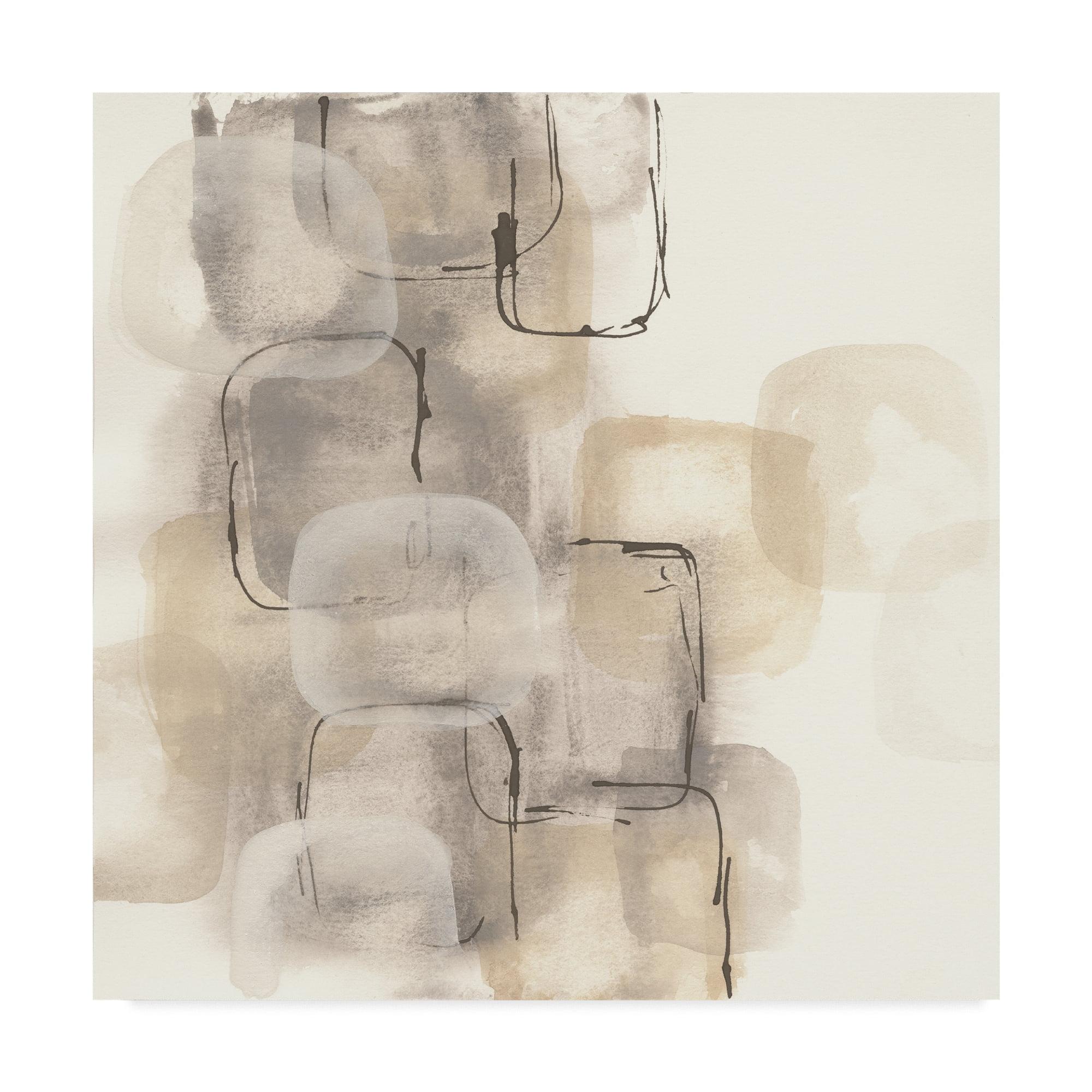 Neutral Abstract 14'' Square Canvas Art in Gray and Tan