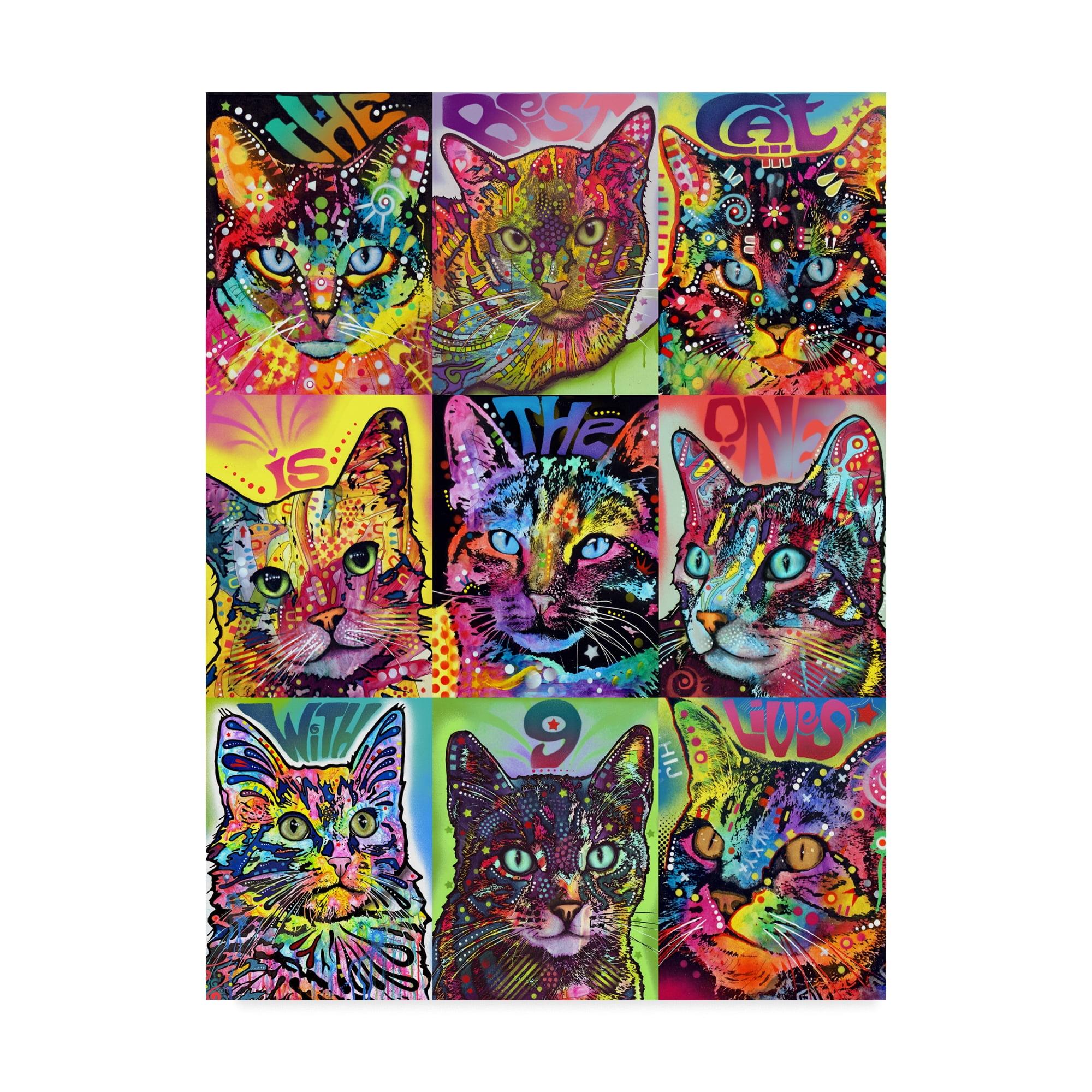 Colorful Psychedelic Cat Portrait Gallery-Wrapped Canvas Art