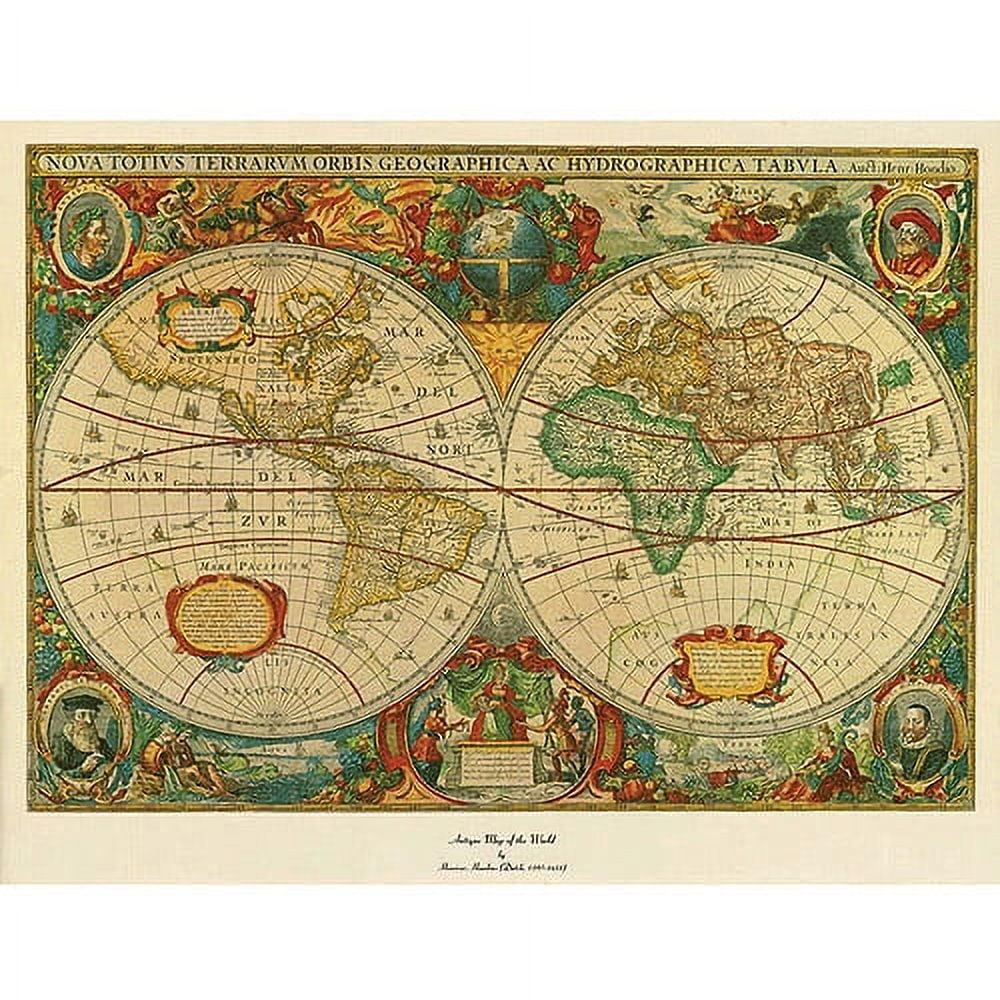 Vintage Old World Map Canvas Art in Multicolor