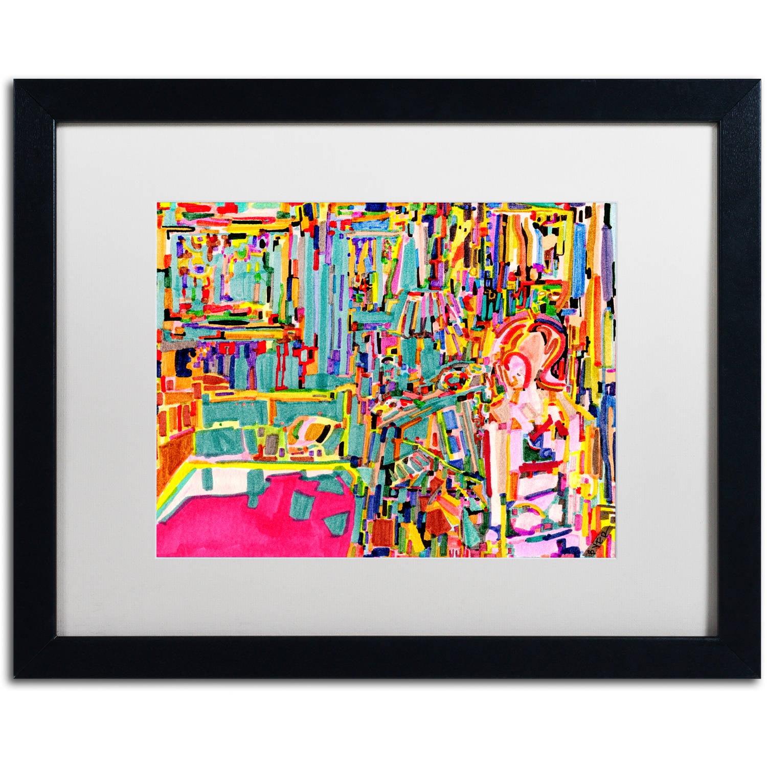 Colorful Abstract Canvas Art with Black Frame, 18x22 Inches