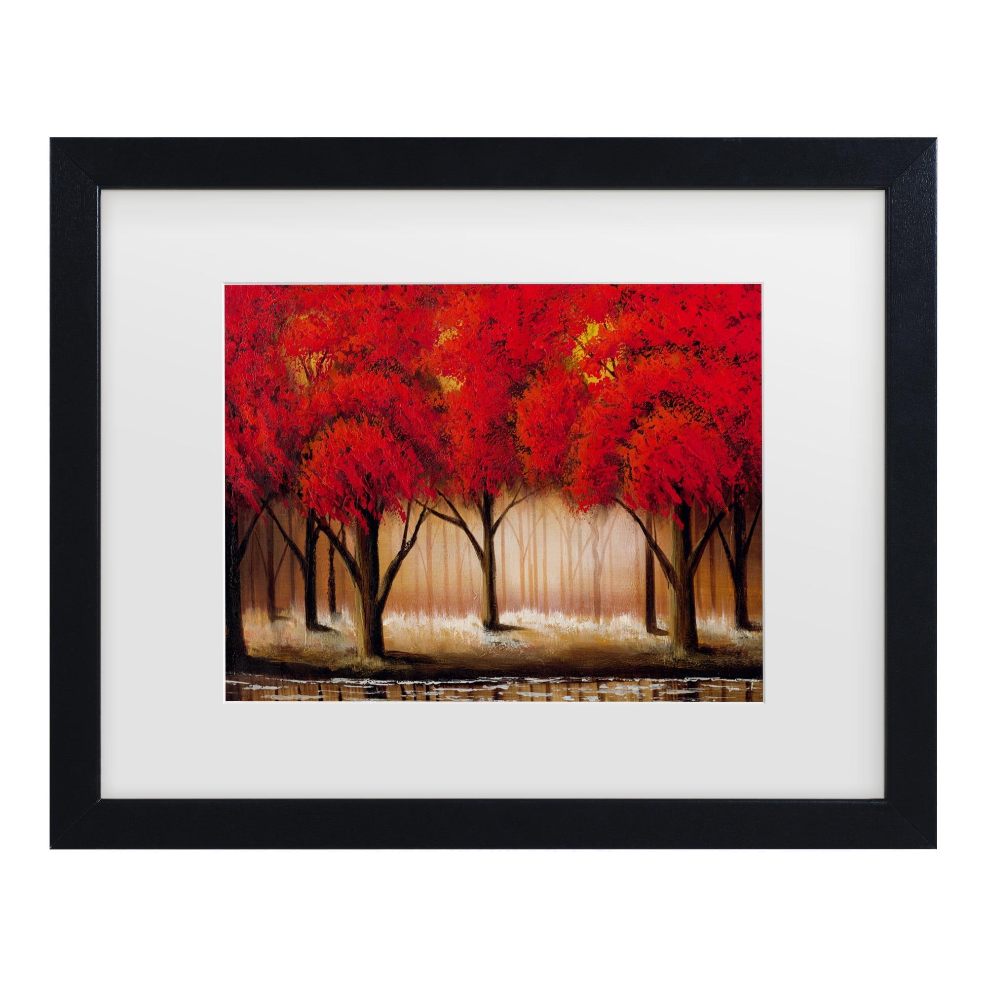 Traditional Black Framed Red Landscape Canvas Art