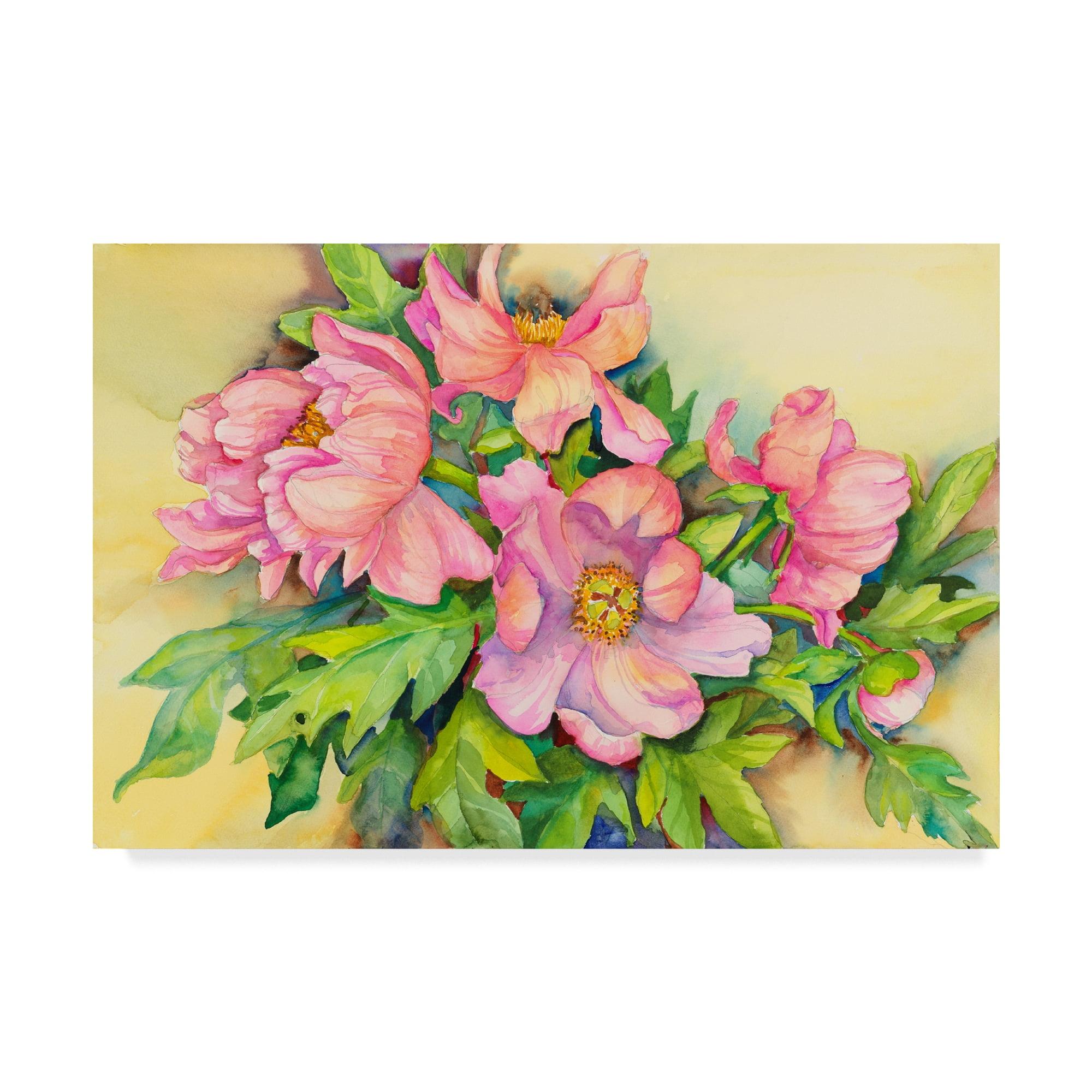 Peonies in Early Light Floral Canvas Art with Wood Frame