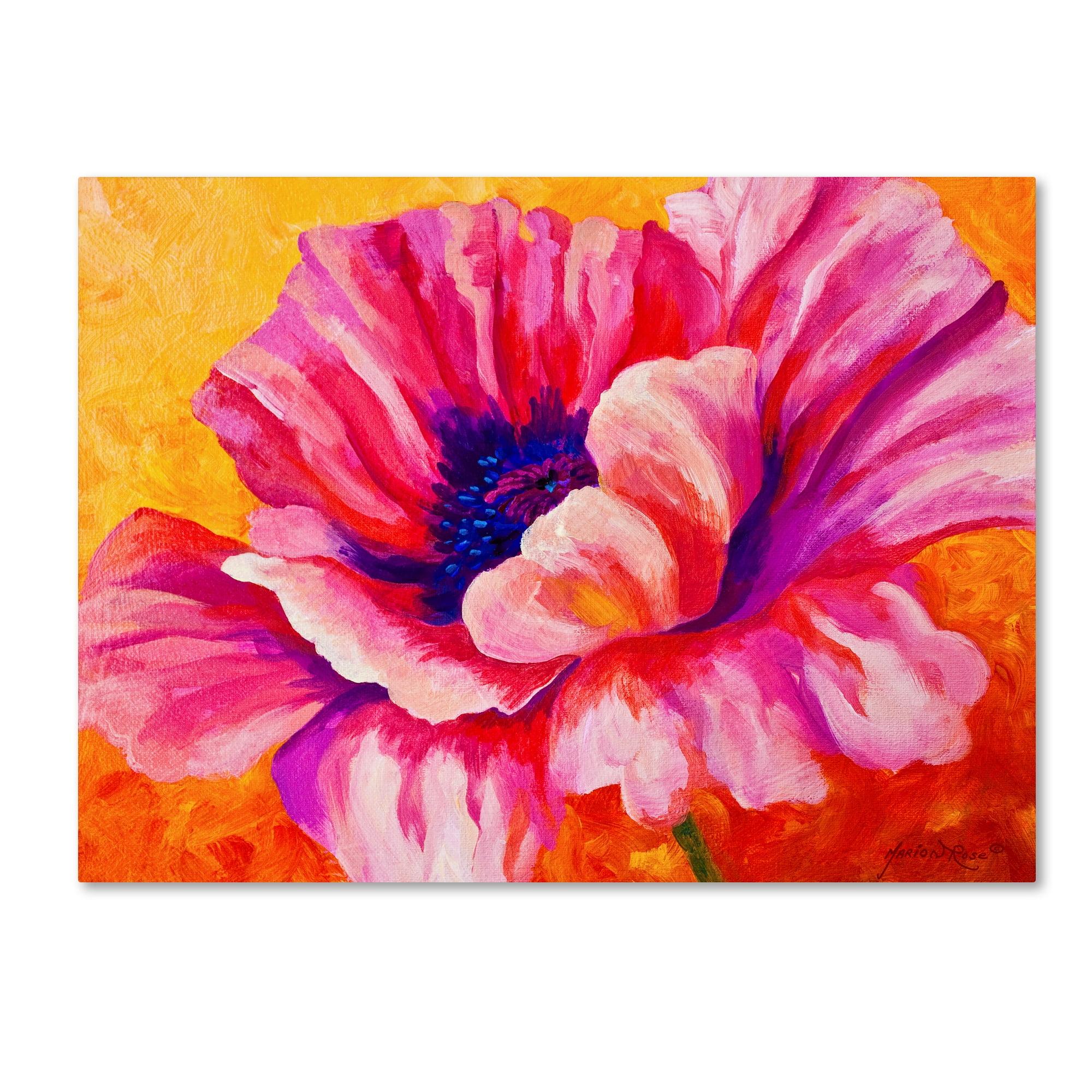 Trademark Fine Art Marion Rose " Pink Poppy " by Marion Rose Painting Print