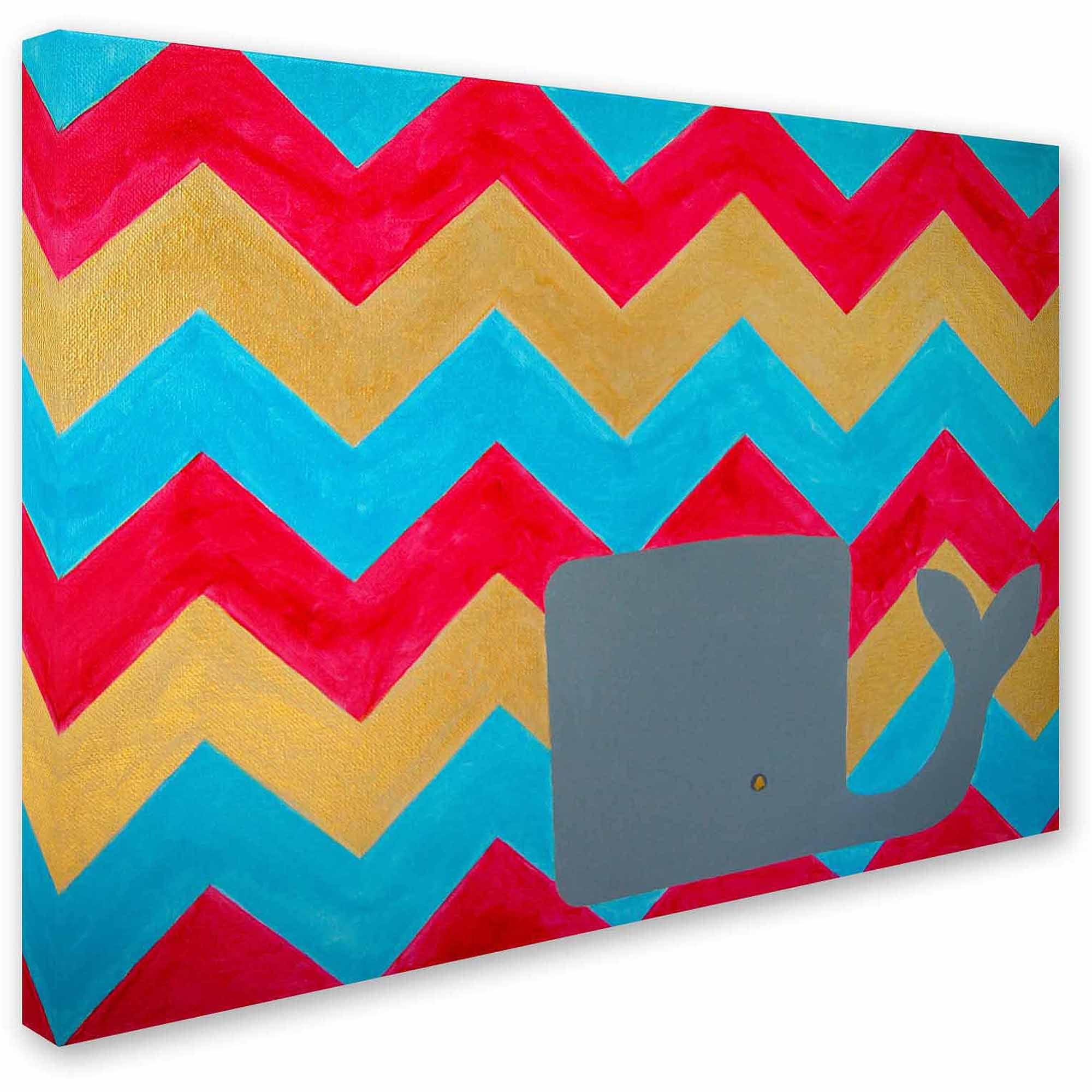 Trademark Fine Art "Pink and Gold Whale Chevron" Canvas Art by Nicole Dietz