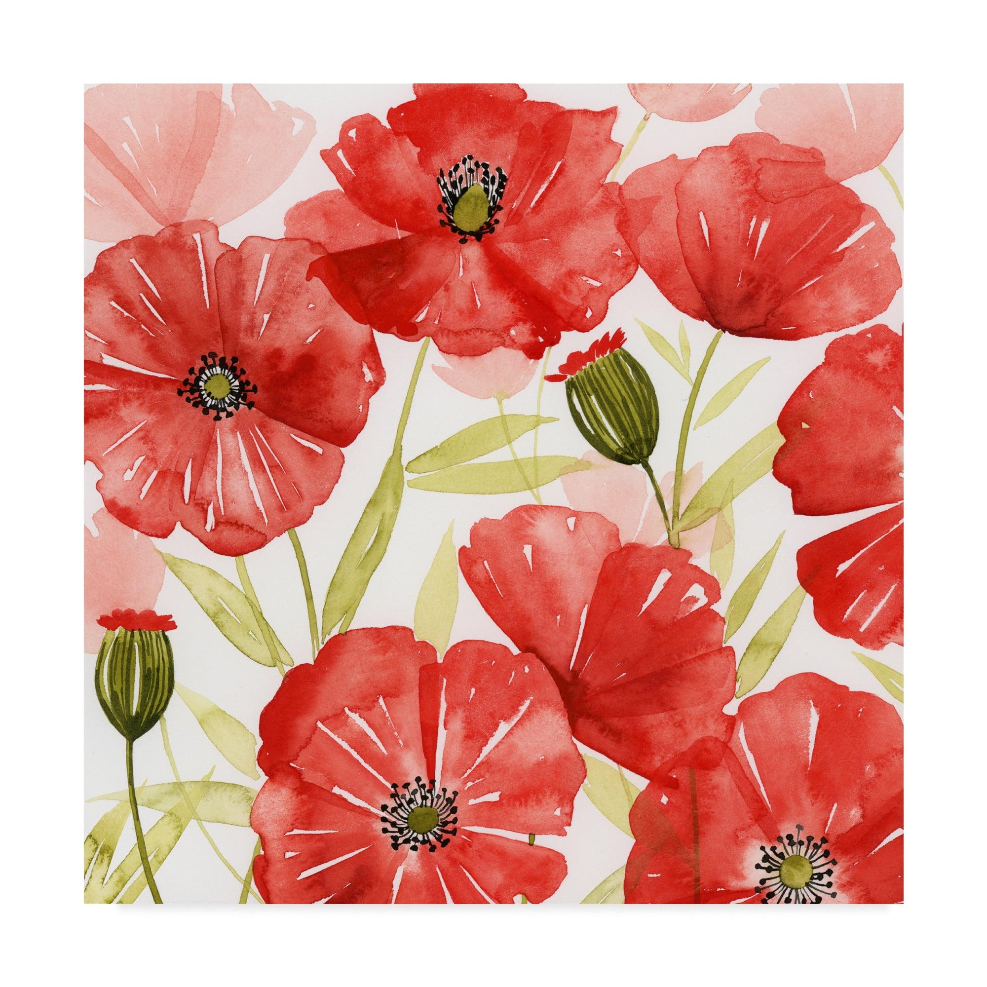 Grace Popp Red Floral Canvas Art 14 x 14