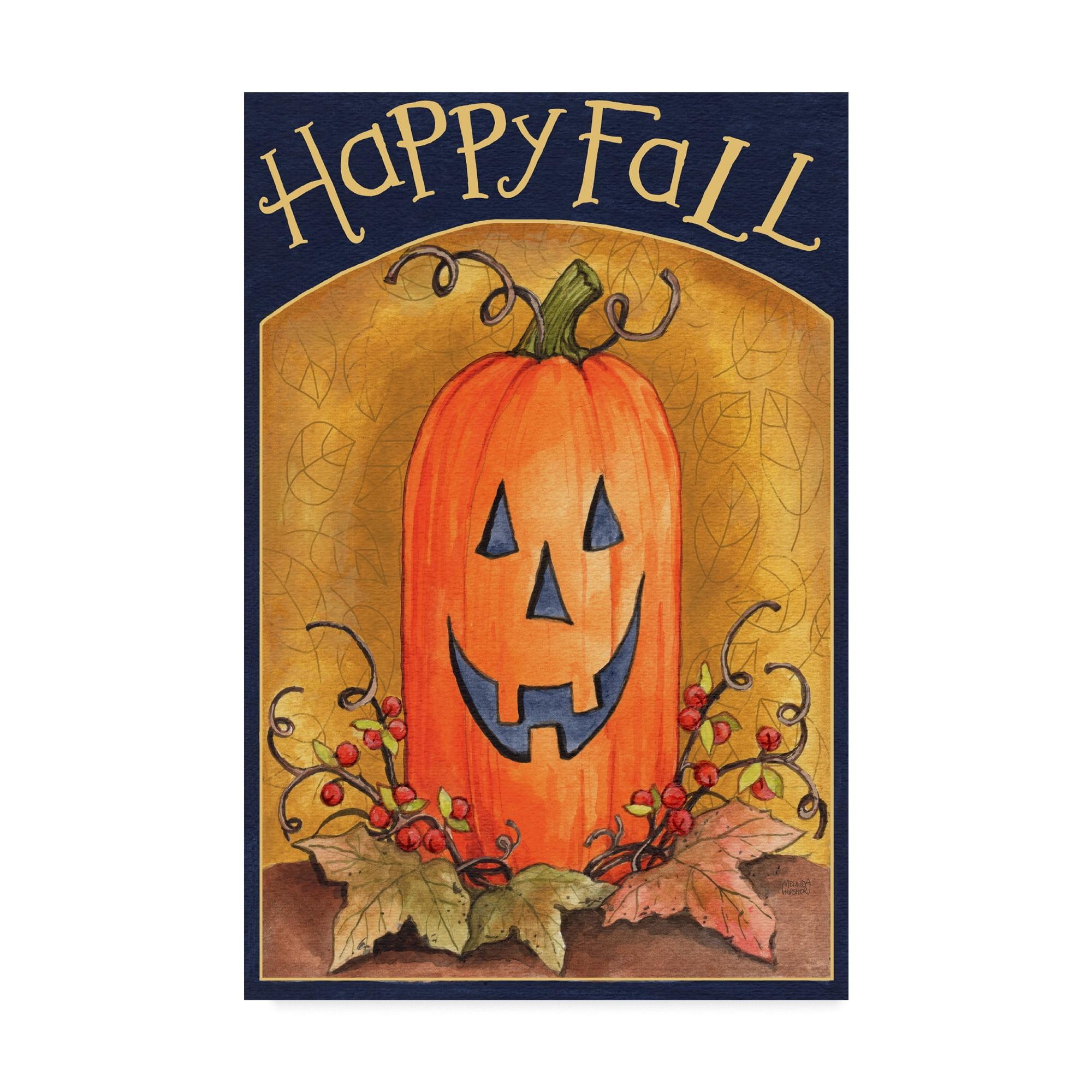Trademark Fine Art 'Pumpkin Face Happy Fall' Canvas Art by Melinda Hipsher