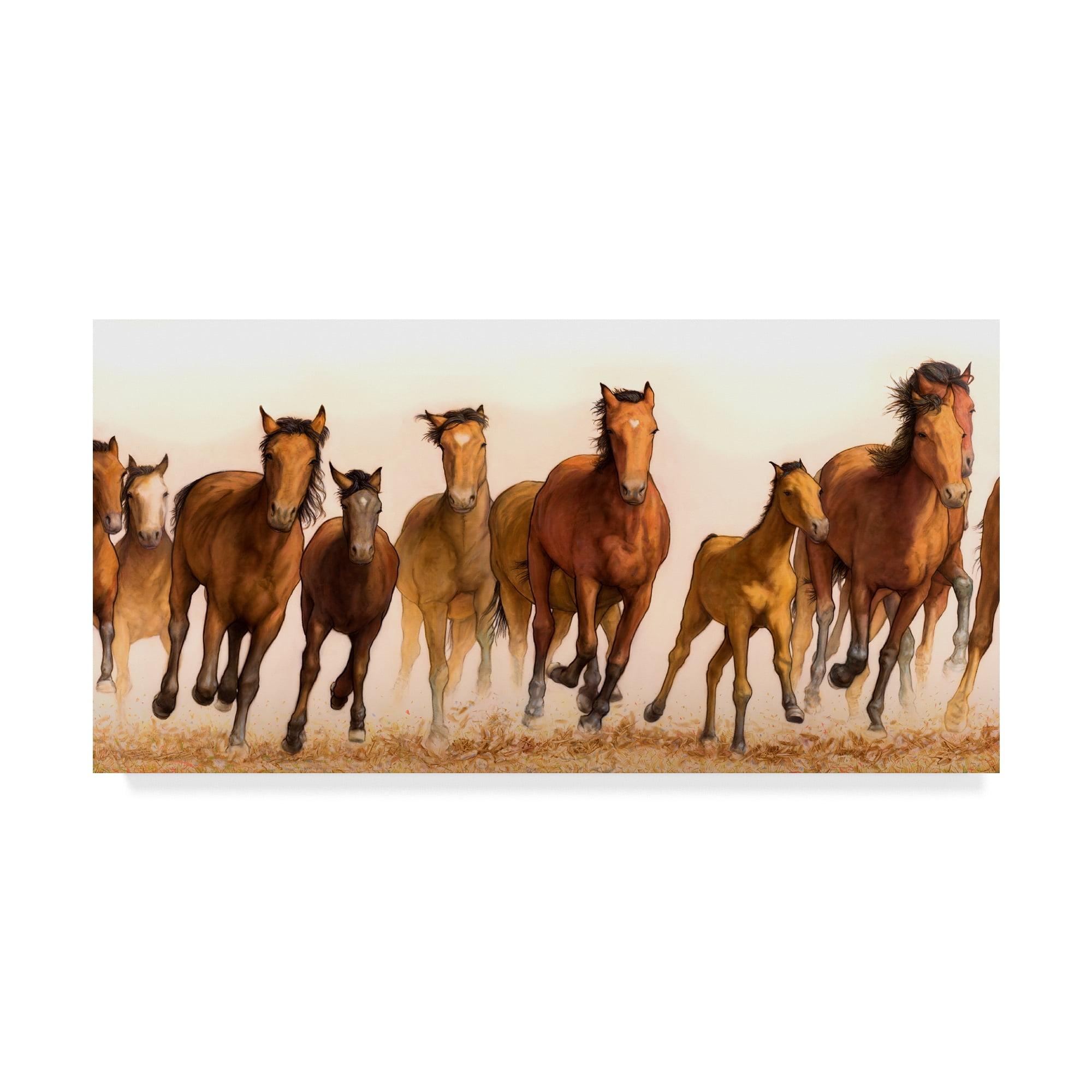 Running Horses Group 16 x 32 Canvas Art