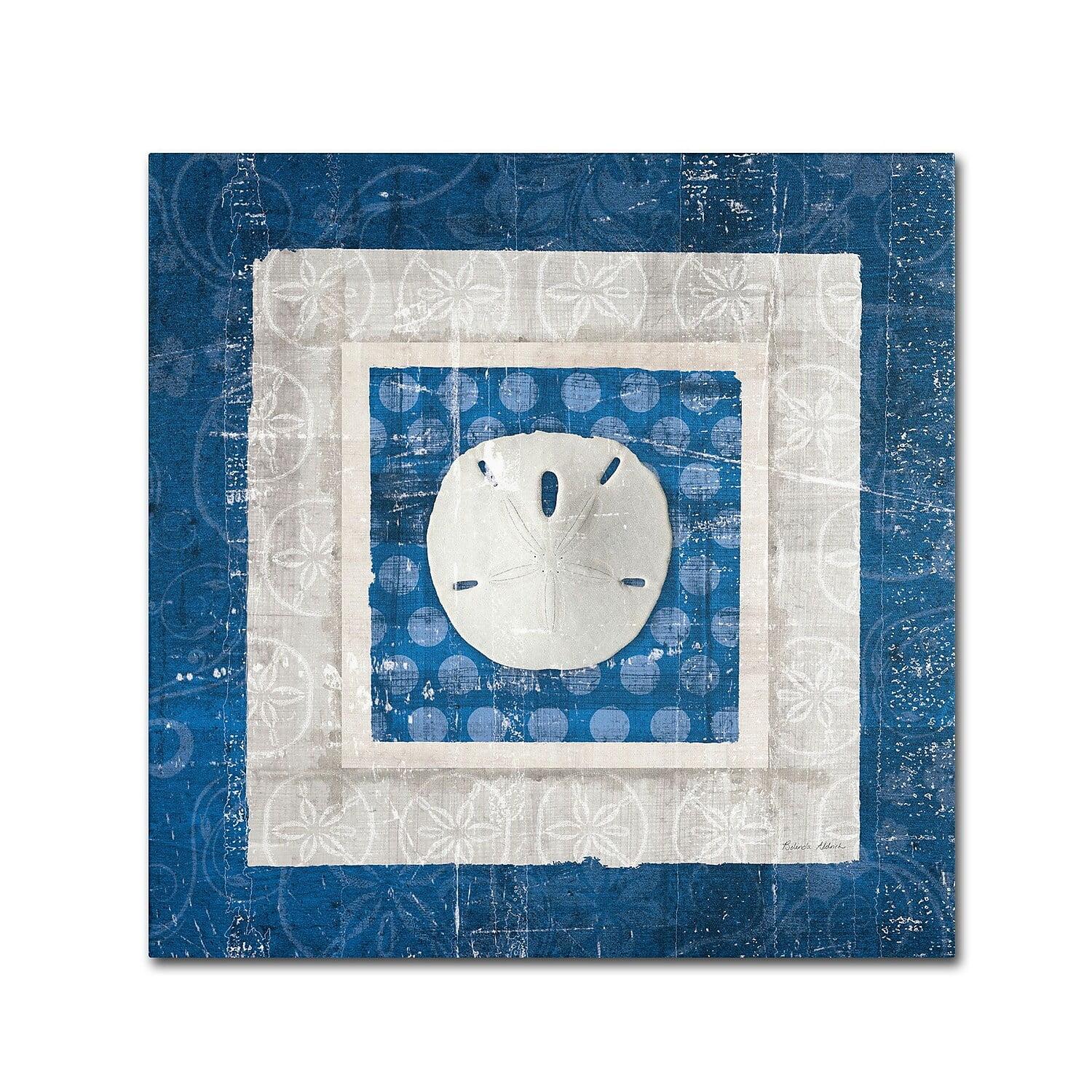 Blue and White Coastal Seashell Square Canvas Art