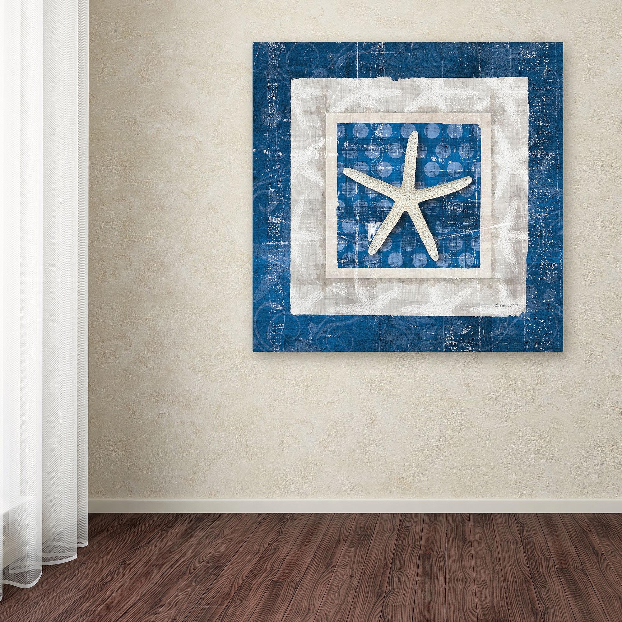 Blue and White Coastal Starfish Framed Canvas Art