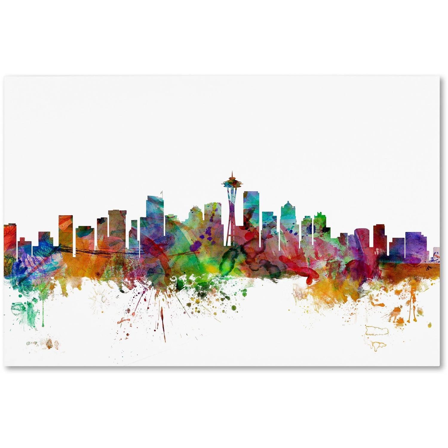 Trademark Fine Art " Seattle Washington Skyline " by Michael Tompsett